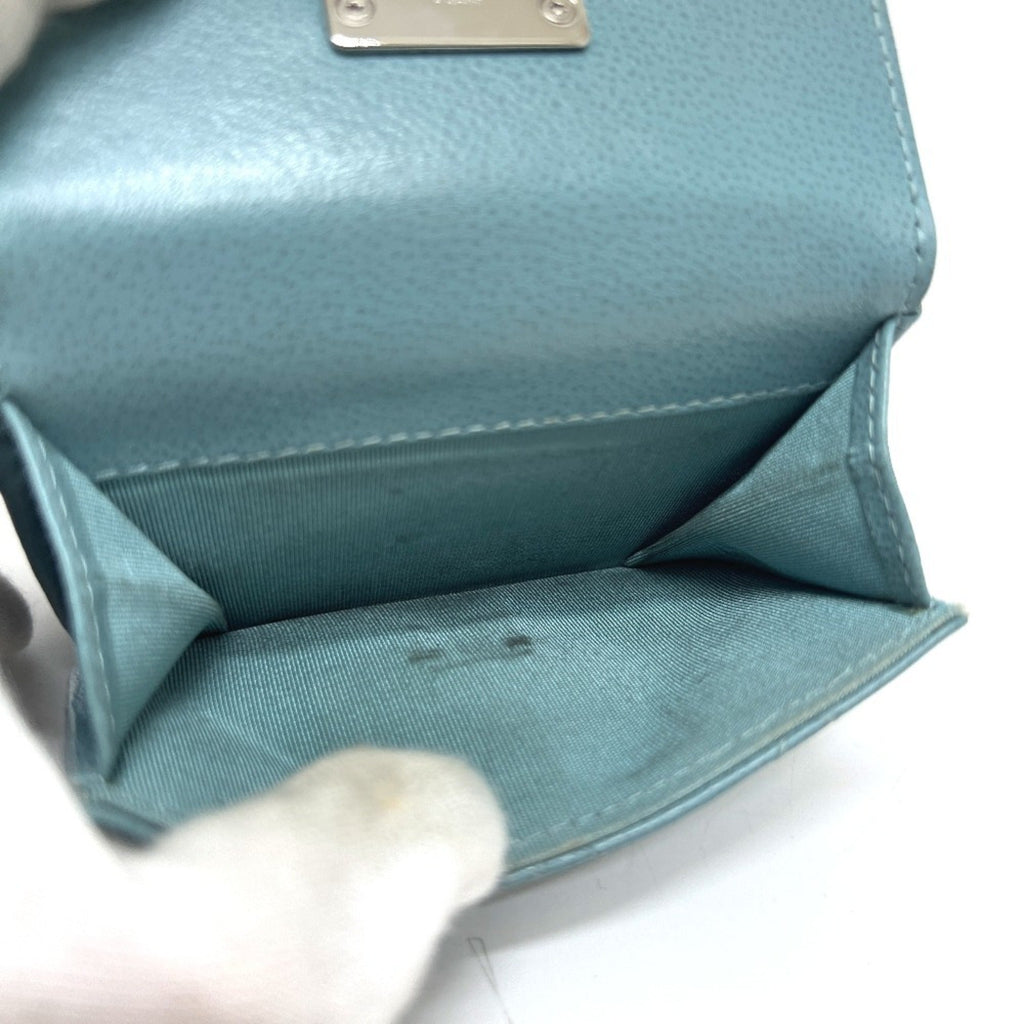 Chanel Light Blue Leather Wallet (Tri-Fold) (Pre-Owned)