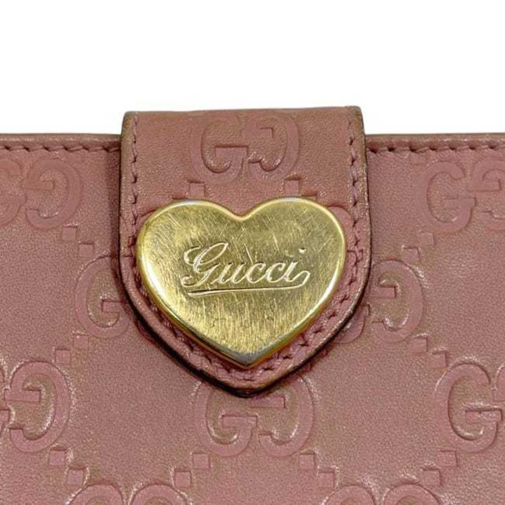 Gucci Pink Leather Long Wallet (Bi-Fold) (Pre-Owned)