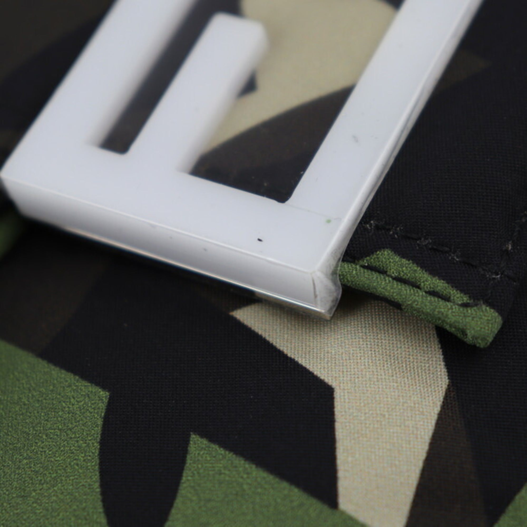 Fendi Beige Black Camouflage Green Nylon Leather Clutch Bag Fanny Pack Pouch Shoulder Bag (Pre-Owned)
