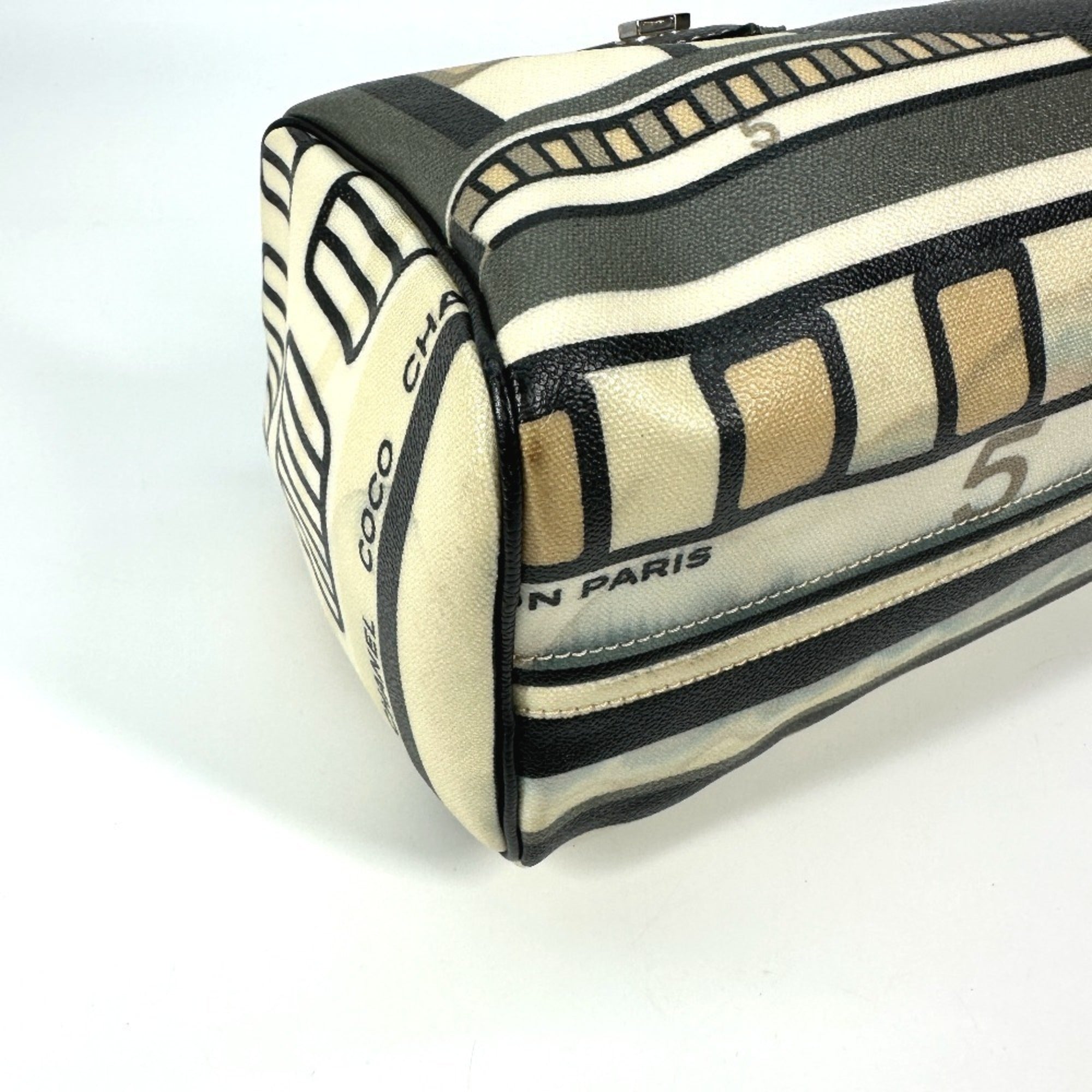 Chanel Black Yellow Pvc Boston Bag Handbag (Pre-Owned)