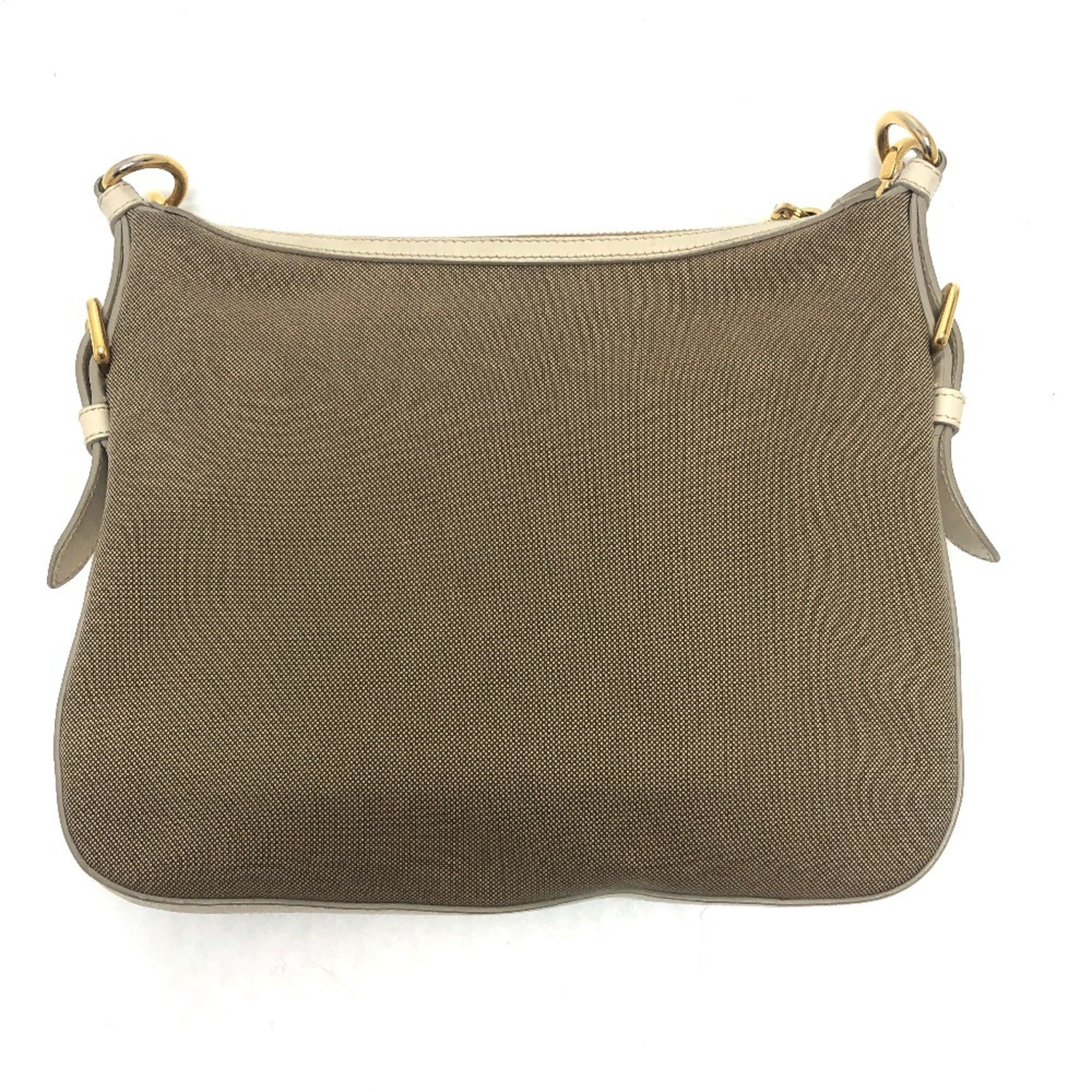 Prada Beige Canvas Leather Shoulder Bag (Pre-Owned)