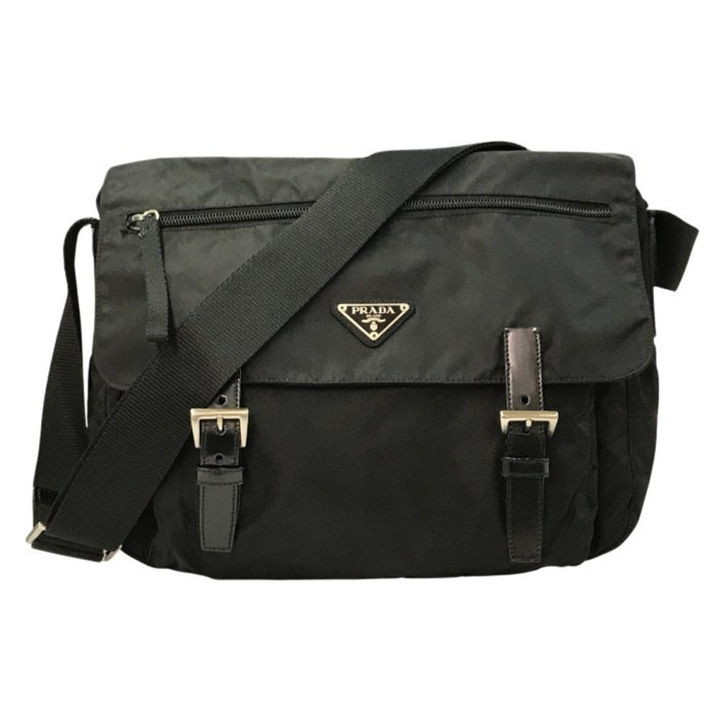 Prada Black Nylon Leather Shoulder Bag (Pre-Owned)