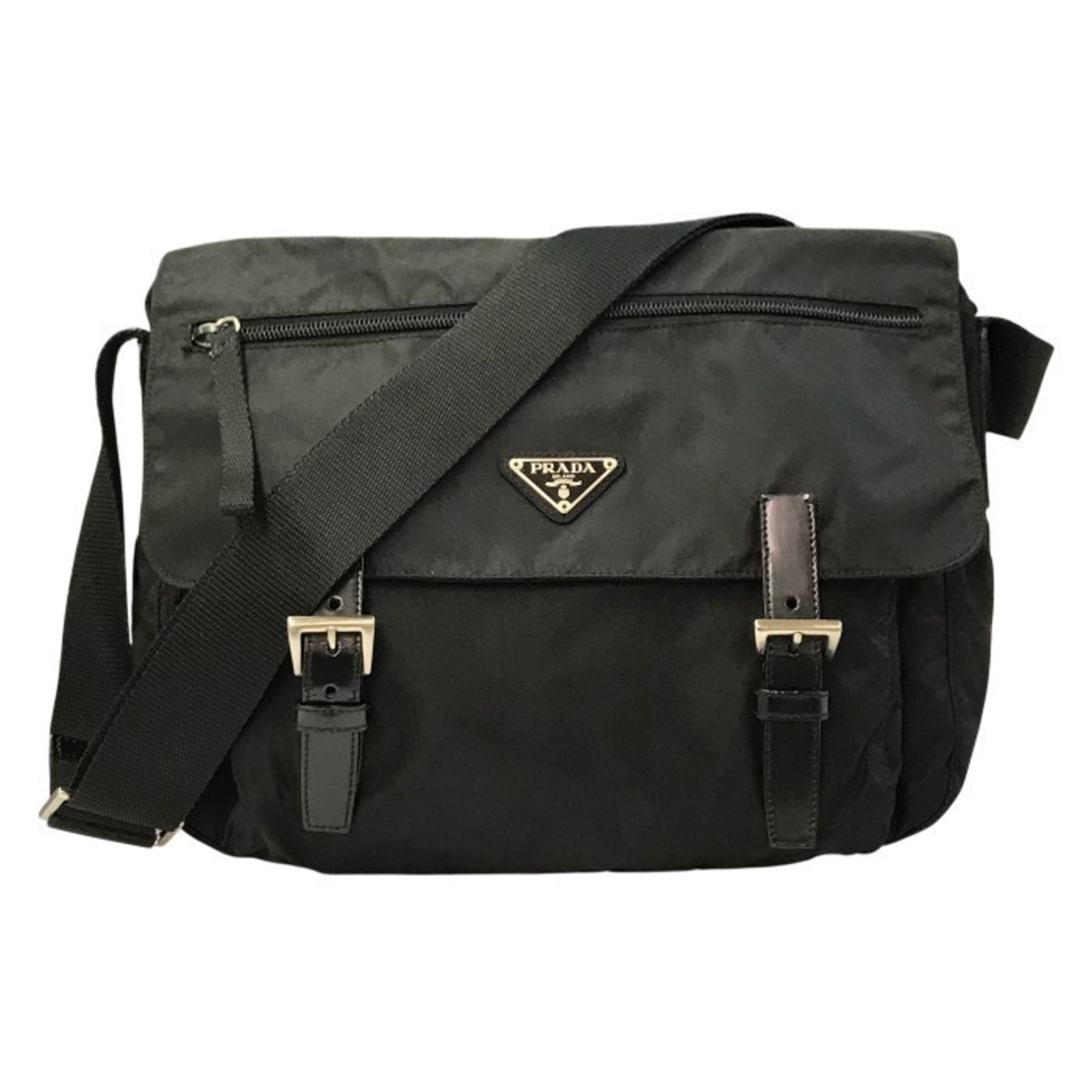Prada Black Nylon Leather Shoulder Bag (Pre-Owned)