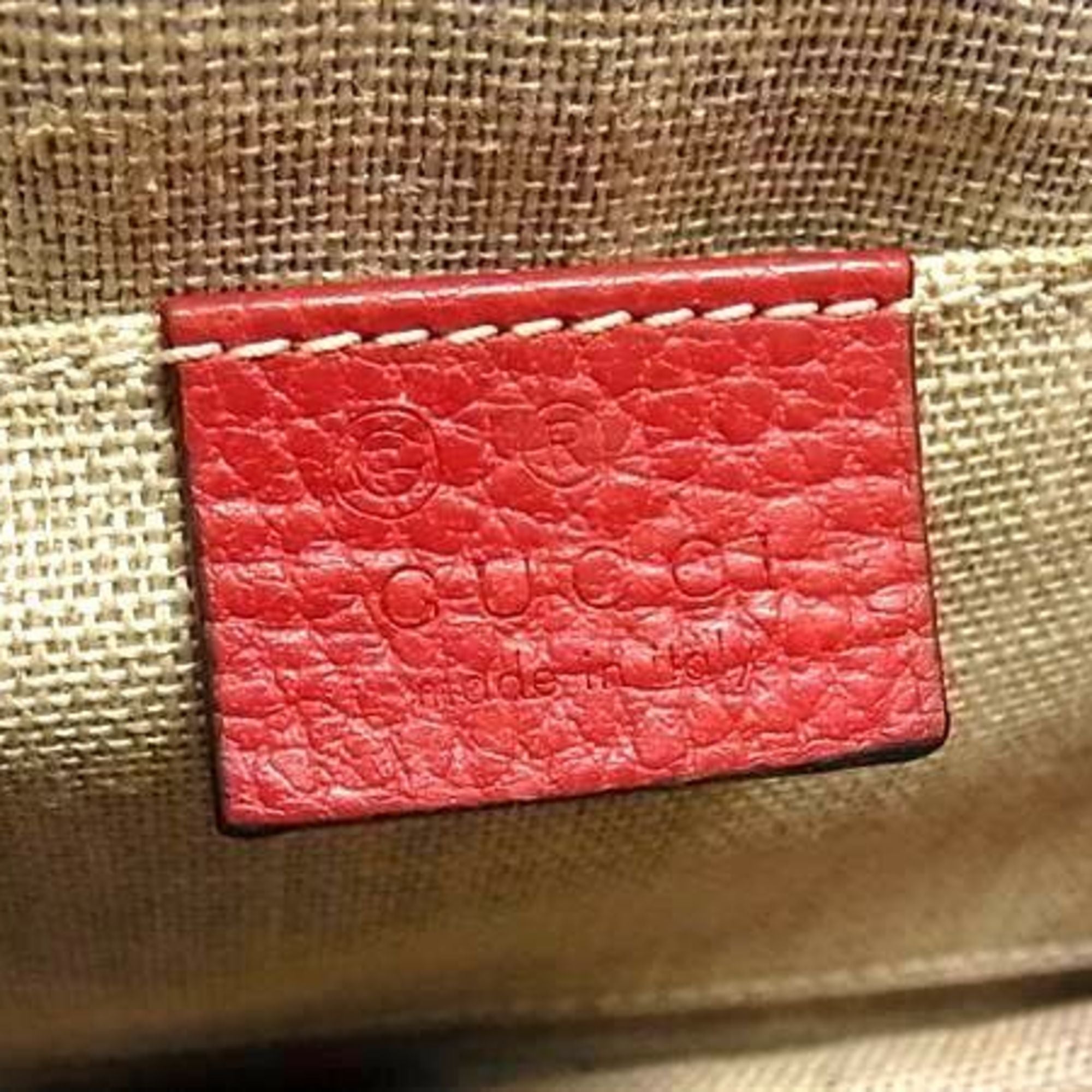 Gucci Red Color Leather Shoulder Bag (Pre-Owned)