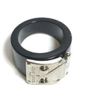 Louis Vuitton Silver Black Plastic Band Ring (Pre-Owned)