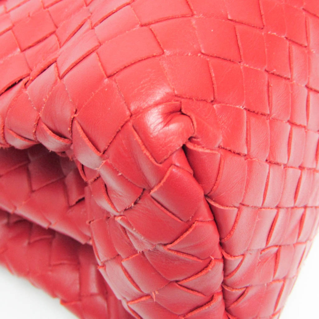 Bottega Veneta Roma Bag Intrecciato Nappa Red Leather Shoulder Bag Bag (Pre-Owned)