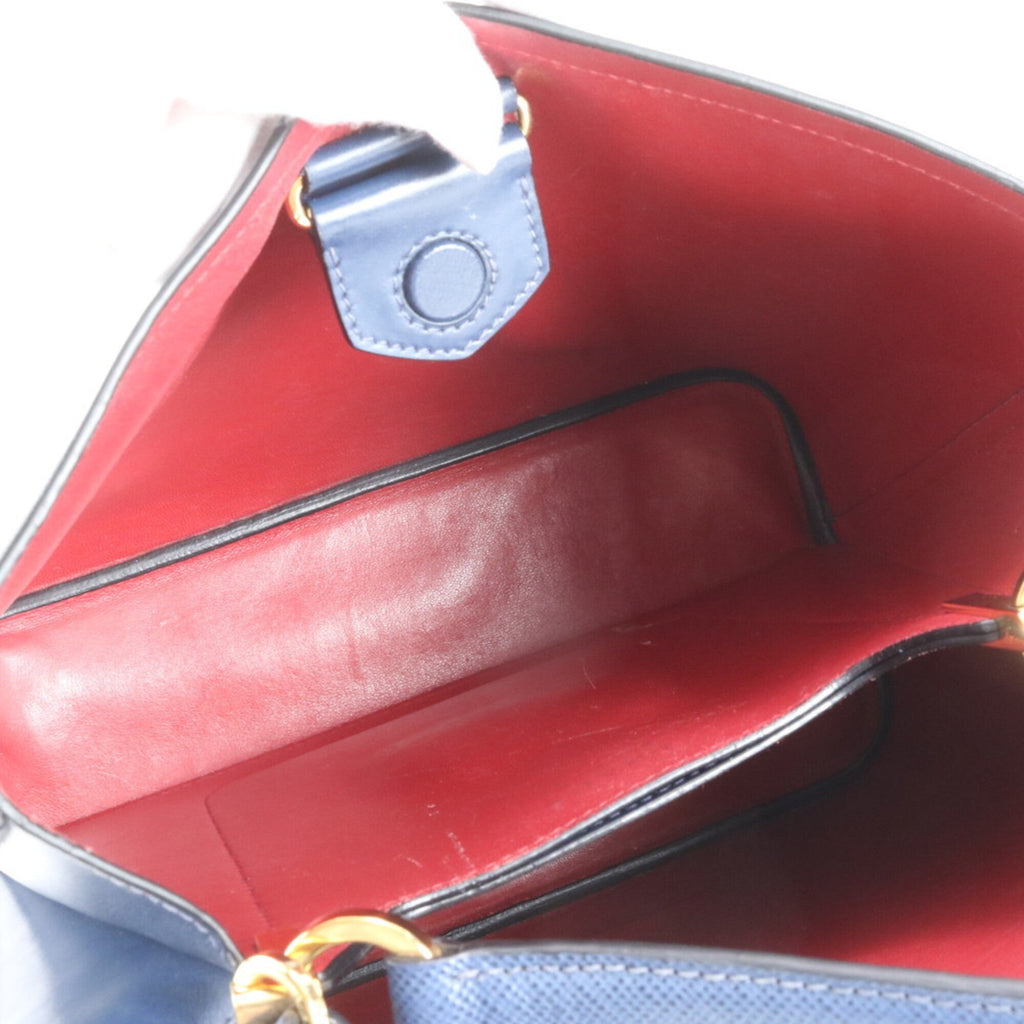 Prada Blue Leather Handbag Tote Bag (Pre-Owned)