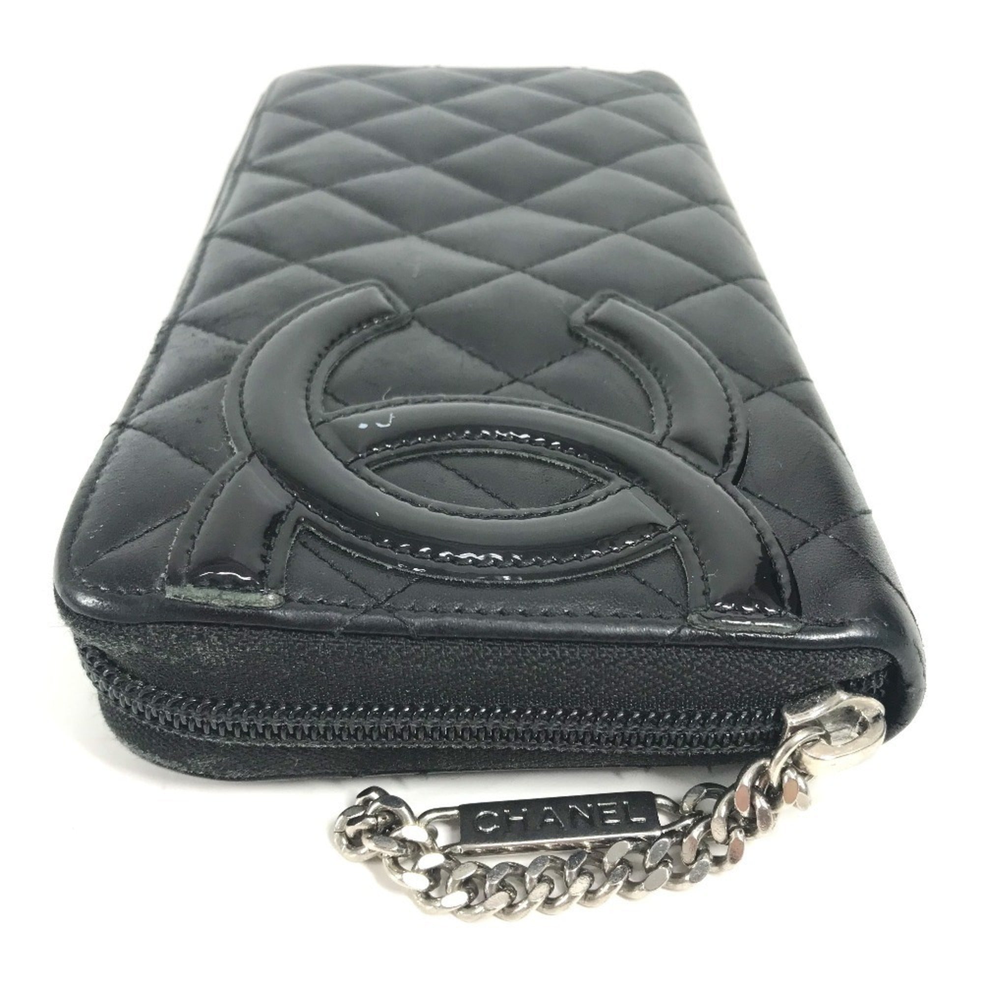 Chanel Cambon Black Leather Long Wallet (Bi-Fold) (Pre-Owned)