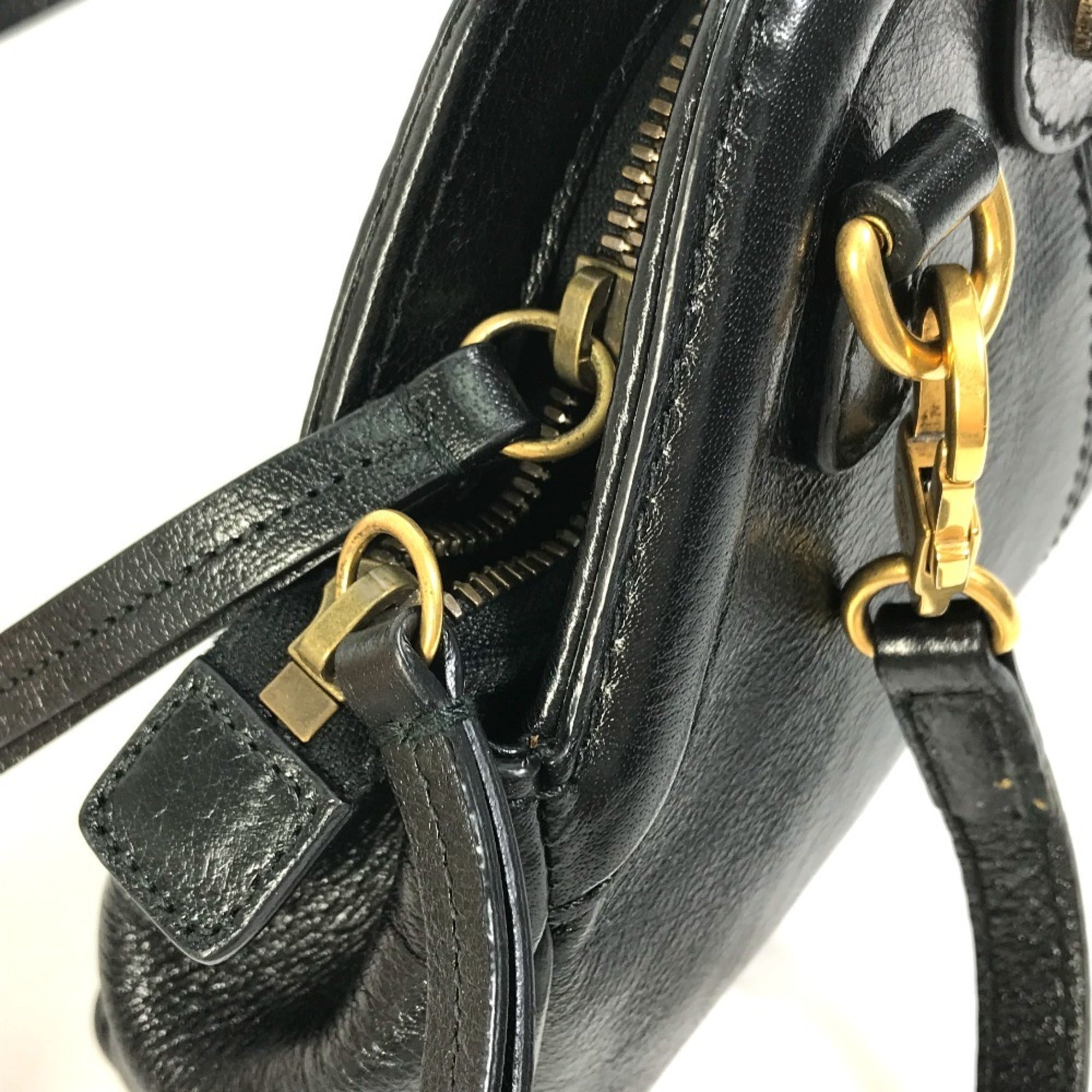Gucci Black Leather Clutch Bag Shoulder Bag (Pre-Owned)