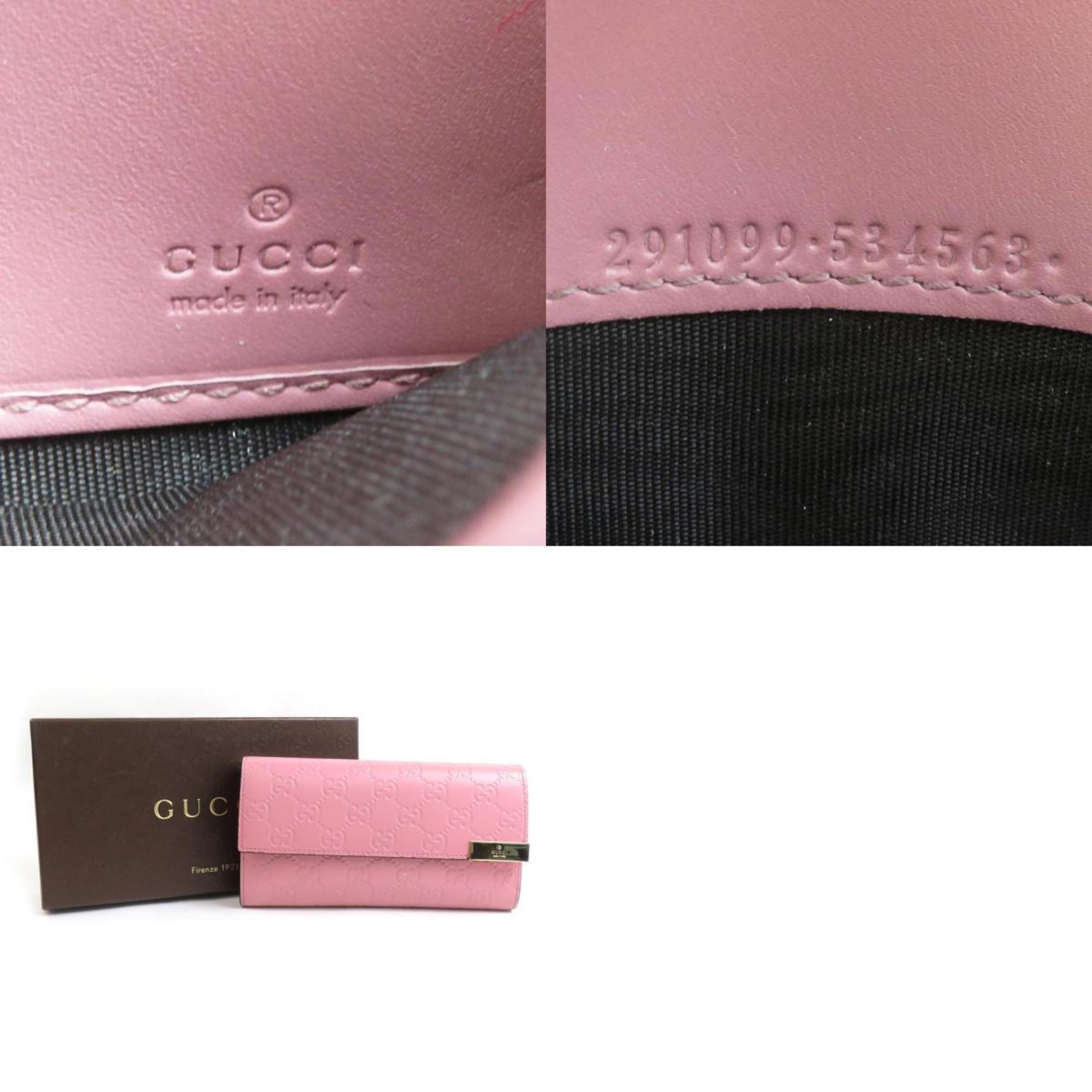 Gucci Pink Leather Long Wallet (Bi-Fold) (Pre-Owned)