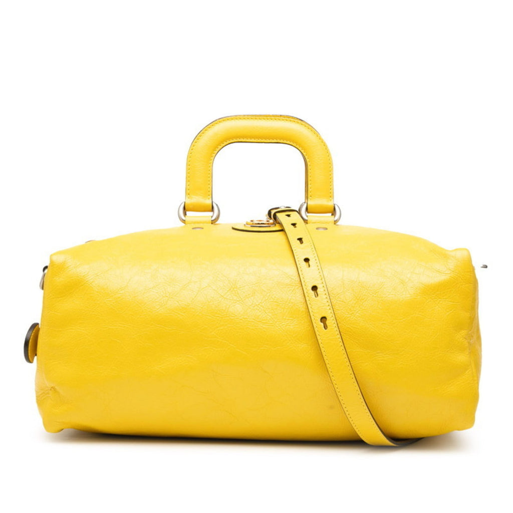 Gucci Yellow Leather Boston Bag Shoulder Bag (Pre-Owned)