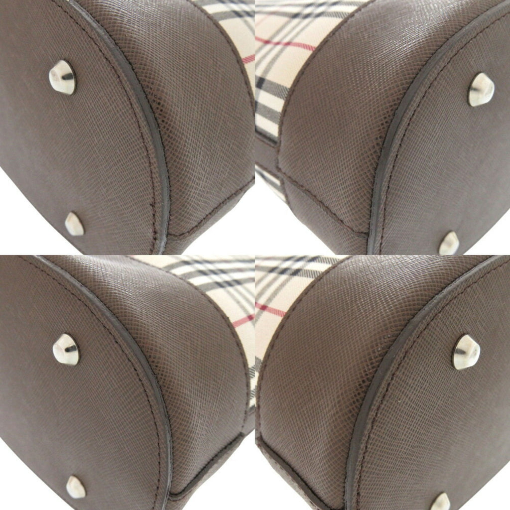 Burberry Beige Brown Cotton Handbag Tote Bag (Pre-Owned)