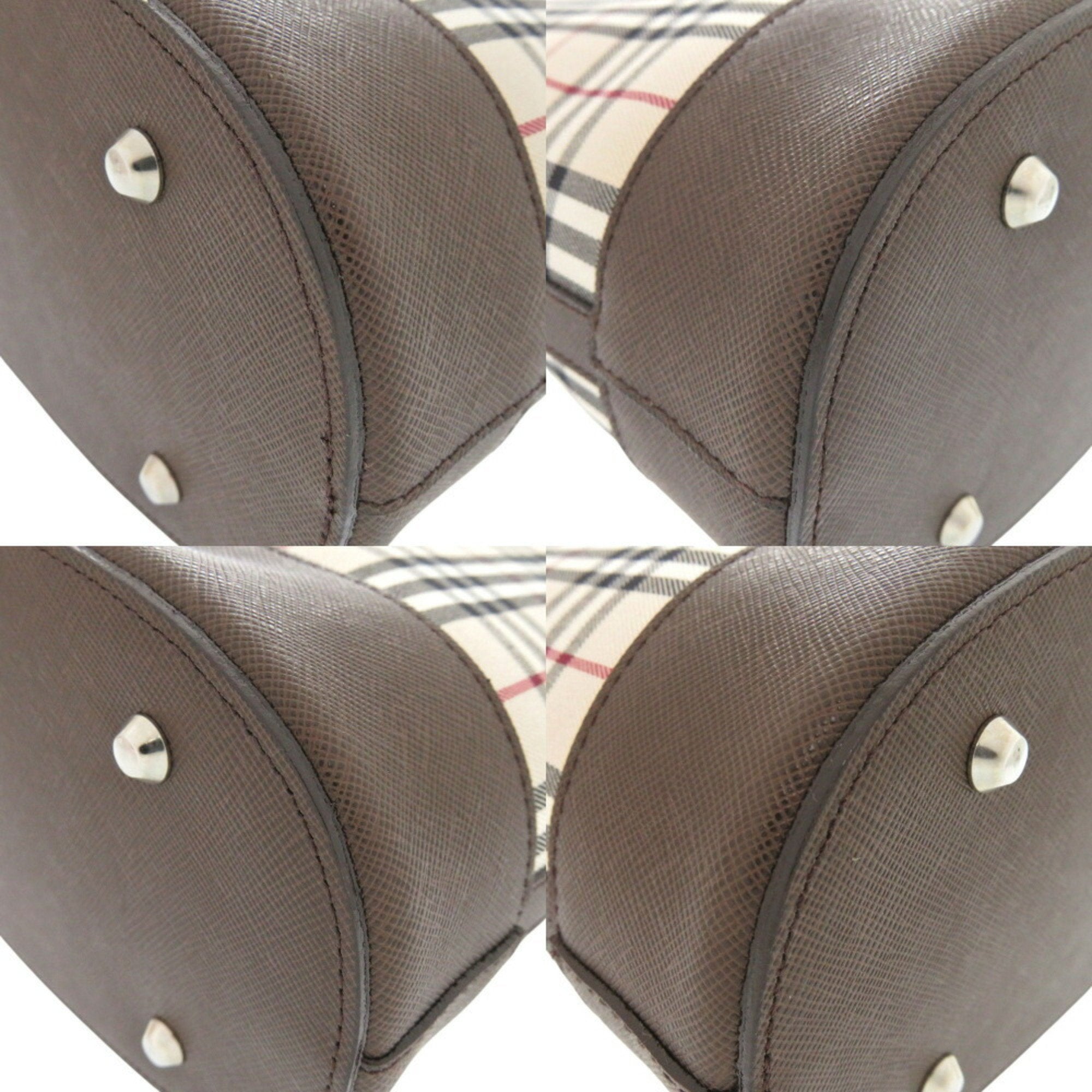 Burberry Beige Brown Cotton Handbag Tote Bag (Pre-Owned)