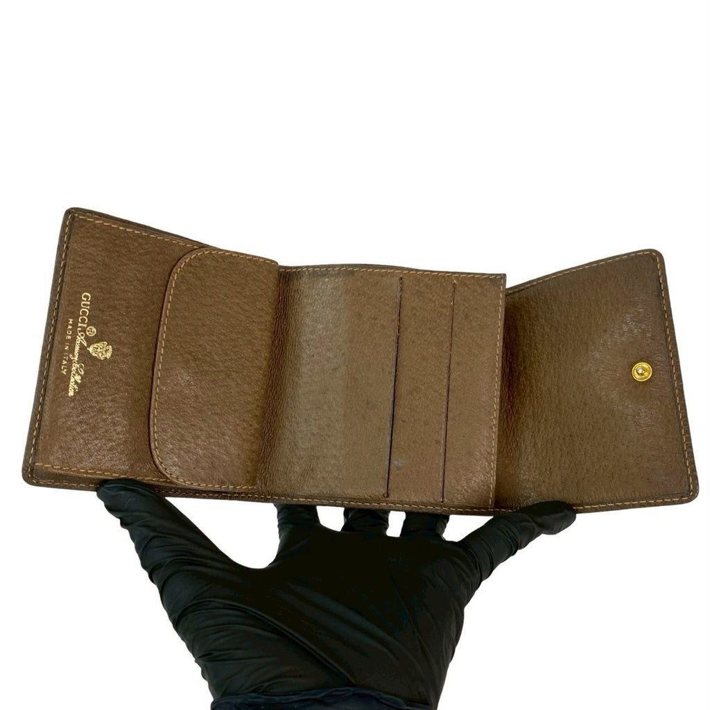 Gucci Brown Leather Pvc Wallet (Tri-Fold) (Pre-Owned)