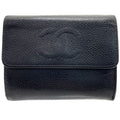 Chanel Black Grained Calfskin Wallet (Tri-Fold) (Pre-Owned)