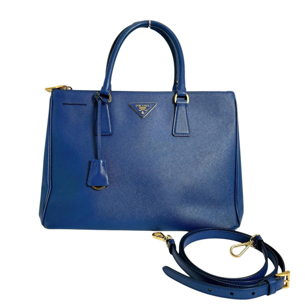 Prada Blue Leather Handbag Shoulder Bag (Pre-Owned)