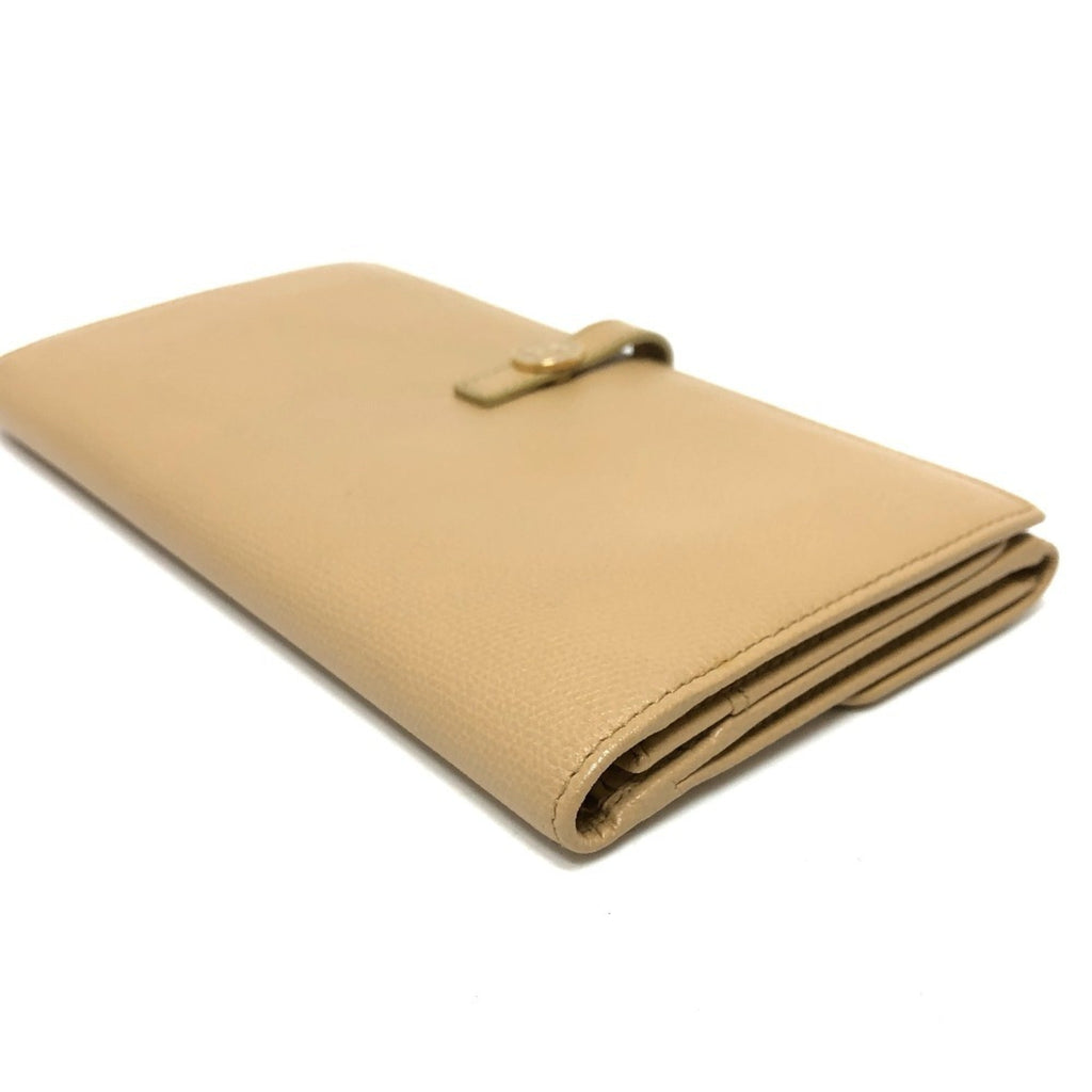 Chanel Beige Leather Long Wallet (Bi-Fold) (Pre-Owned)