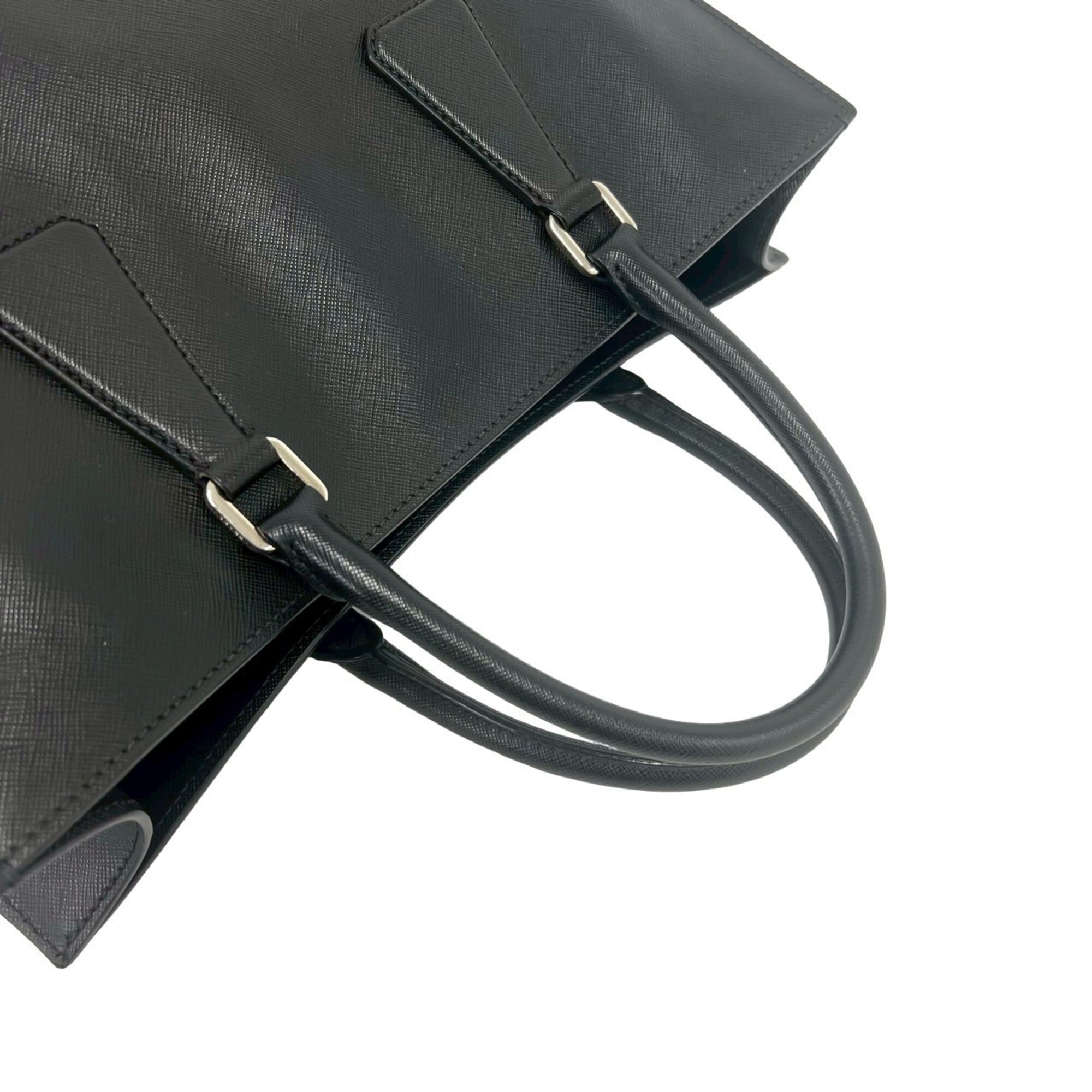 Prada Black Leather Handbag Tote Bag (Pre-Owned)