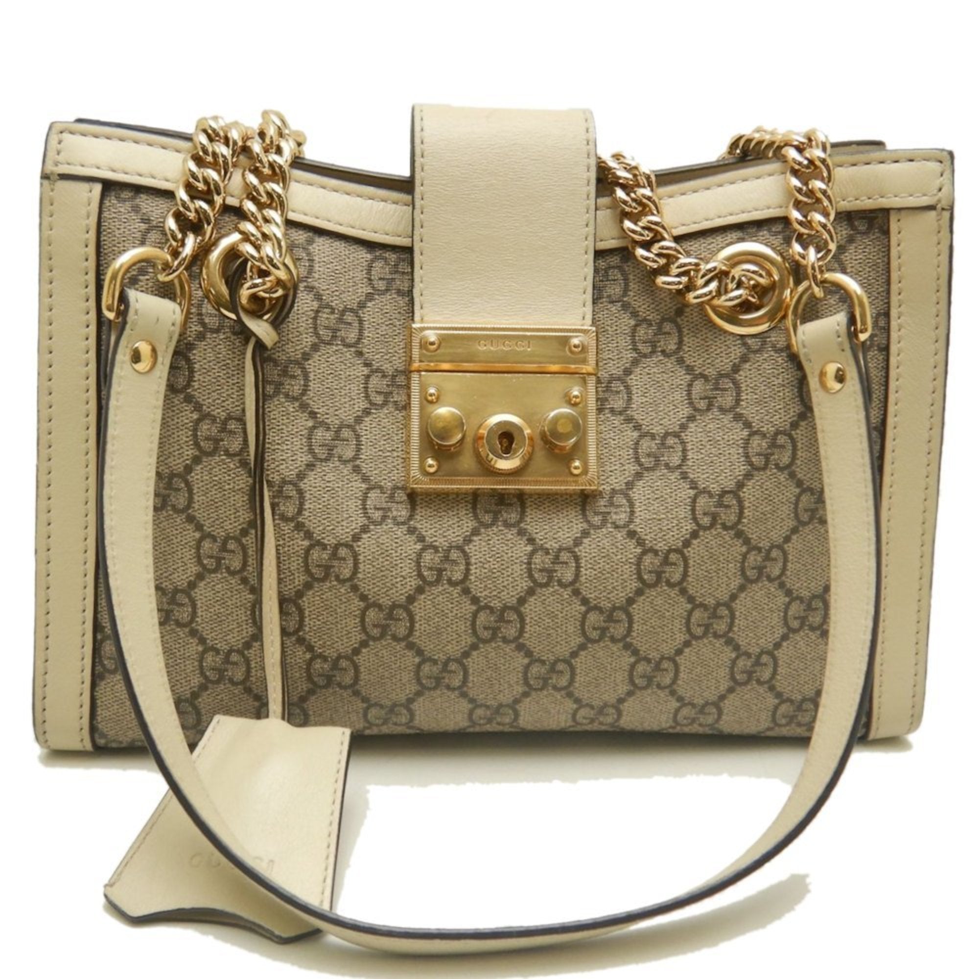 Gucci Padlock Beige Ivory Gg Supreme Tote Bag (Pre-Owned)