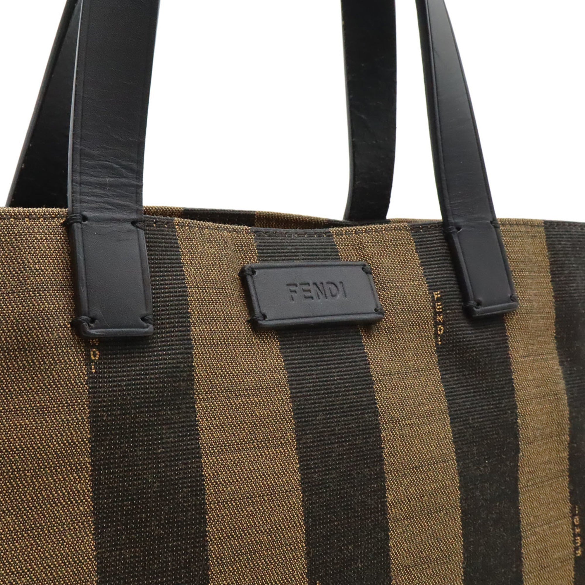 Fendi Black Khaki Brown Canvas Handbag Pouch Shoulder Bag Tote Bag (Pre-Owned)
