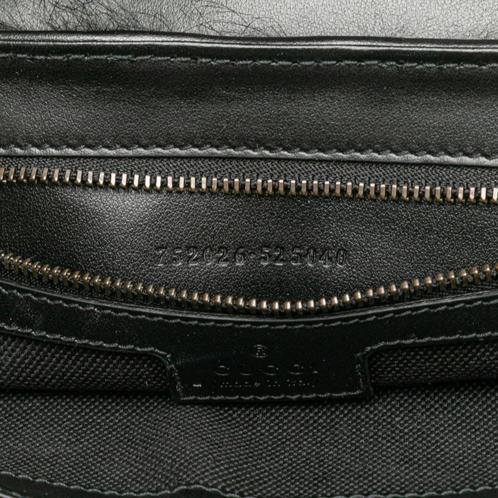 Gucci Black White Faux Fur Leather Handbag Shoulder Bag (Pre-Owned)