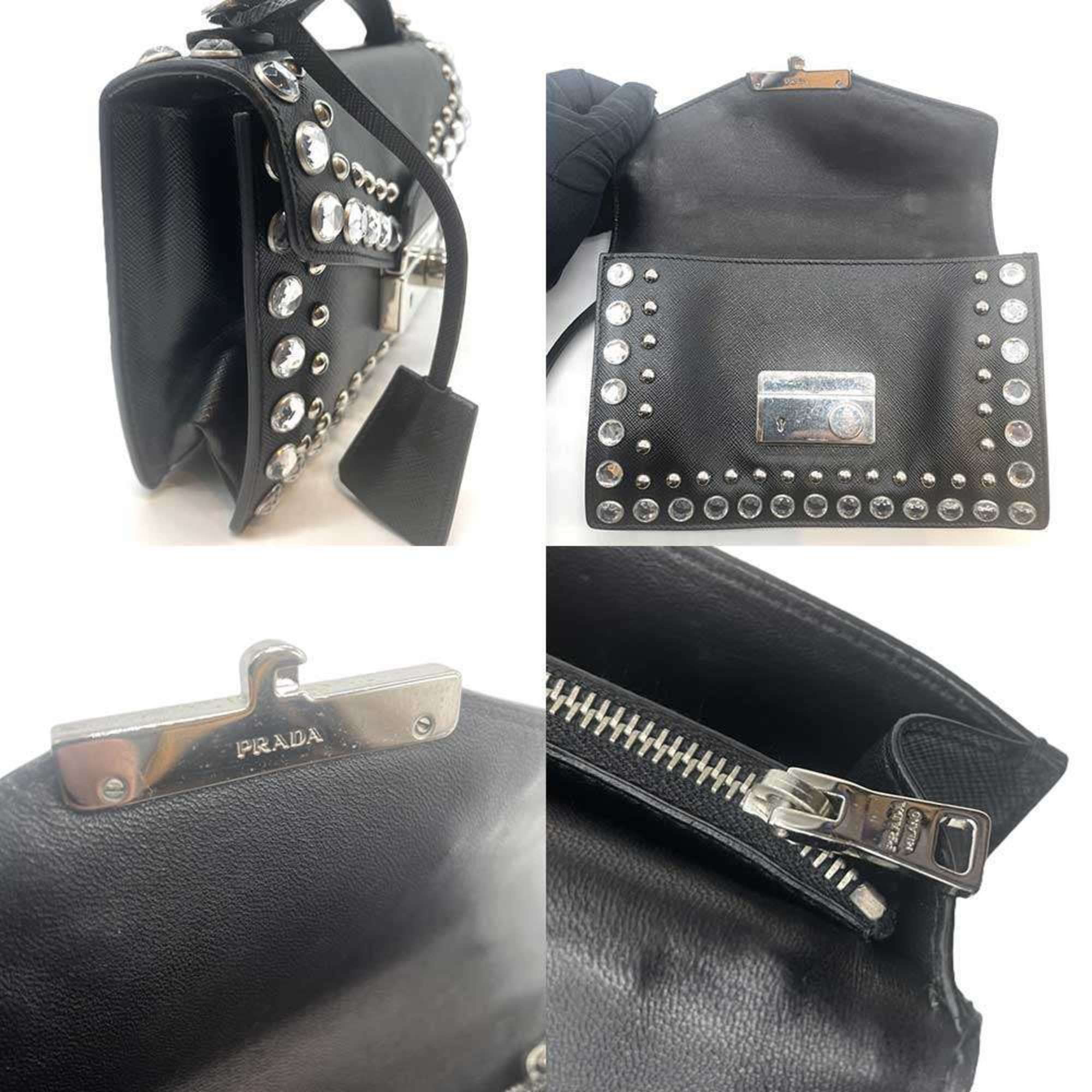 Prada Saffiano Black Saffiano Pochette Shoulder Bag (Pre-Owned)