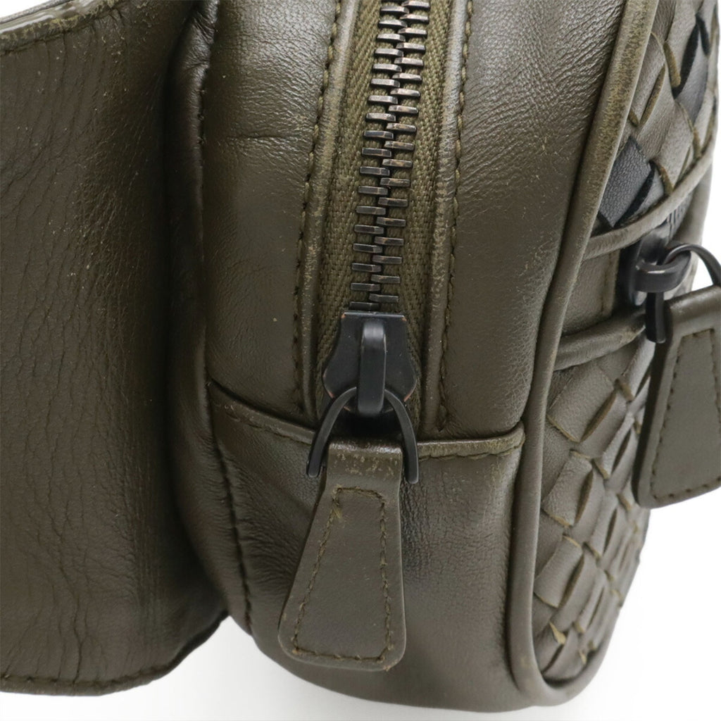 Bottega Veneta Black Khaki Leather Pouch Sling Bag (Pre-Owned)