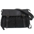 Prada Nero Leather Nylon Messenger Bag Shoulder Bag (Pre-Owned)