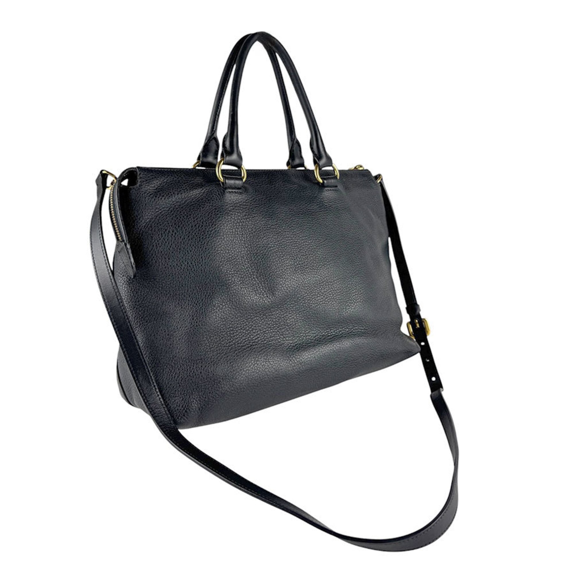 Prada Black Leather Handbag Shoulder Bag (Pre-Owned)