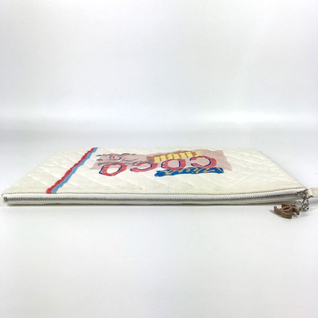 Chanel Blue Pink White Canvas Clutch Bag Pouch (Pre-Owned)