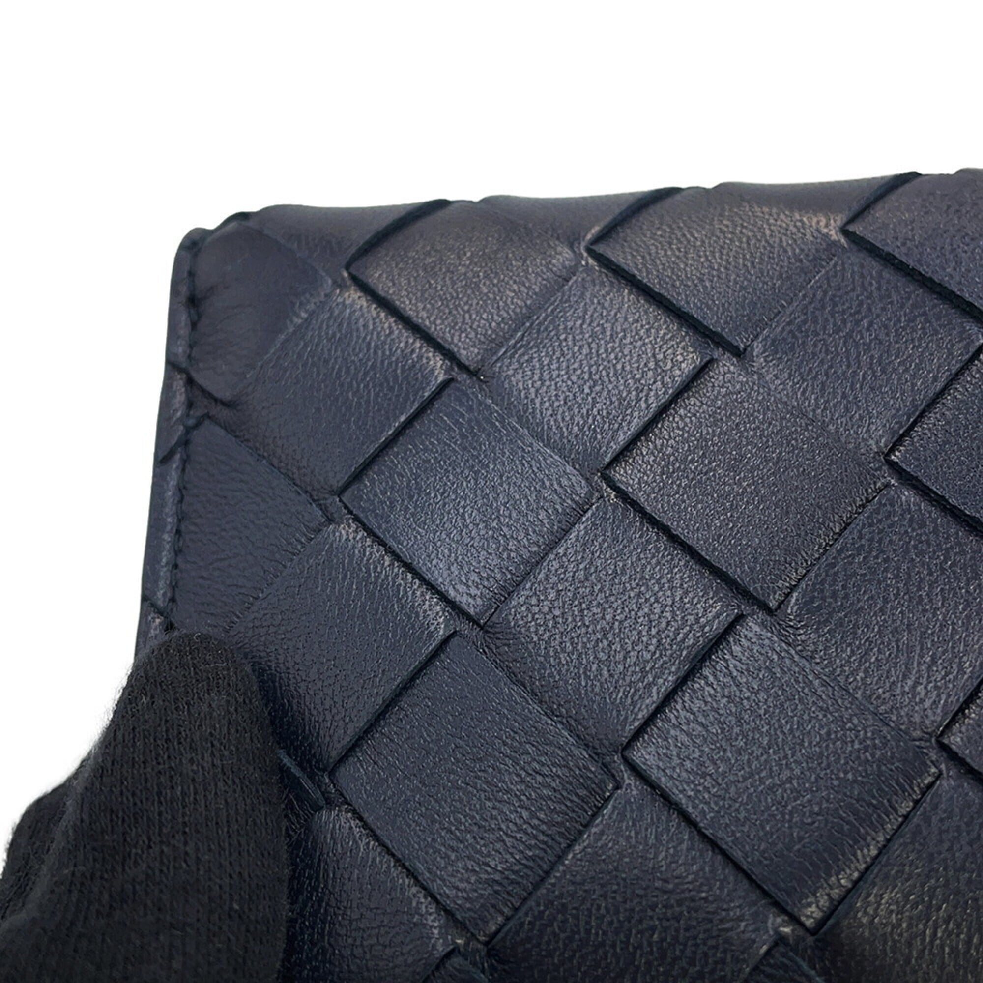 Bottega Veneta Black Navy Leather Wallet (Tri-Fold) (Pre-Owned)
