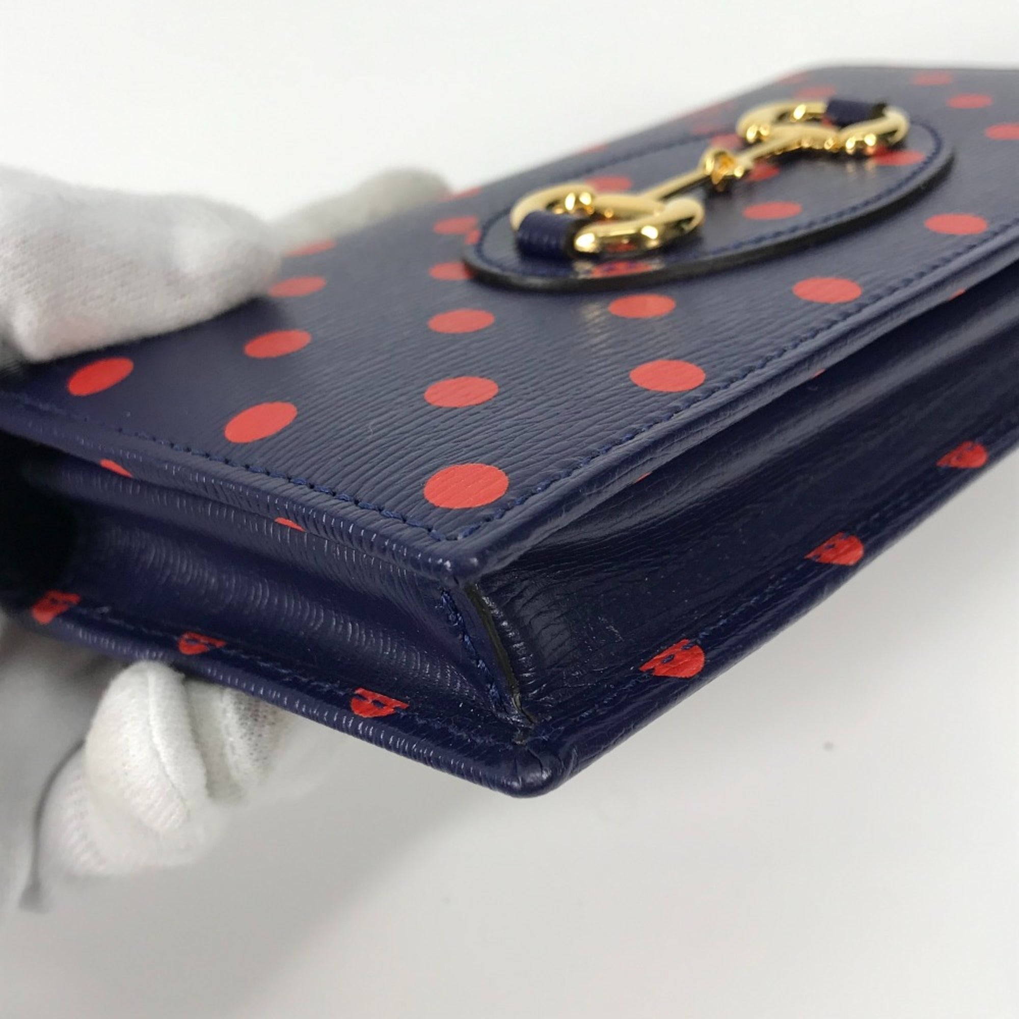 Gucci Navy Leather Long Wallet (Bi-Fold) (Pre-Owned)