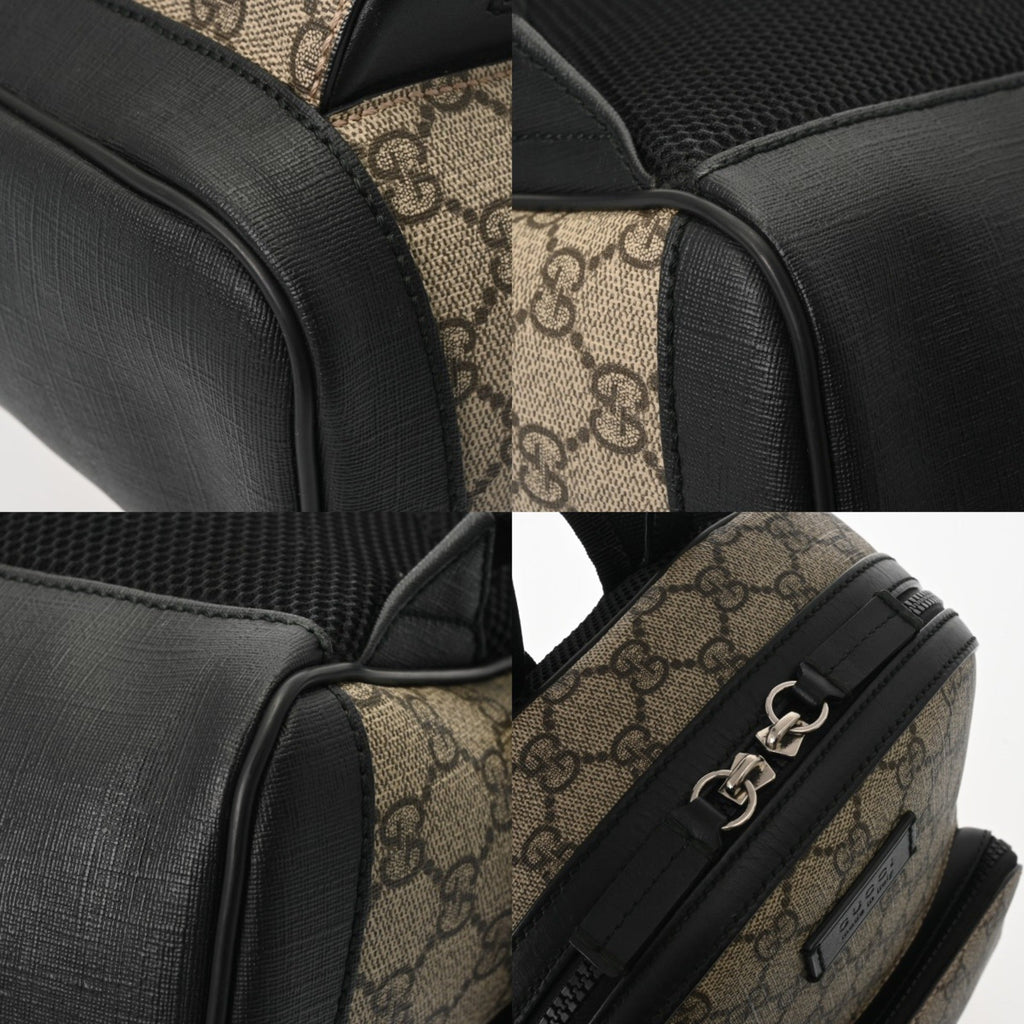 Gucci Beige Gg Supreme Canvas Leather Backpack (Pre-Owned)