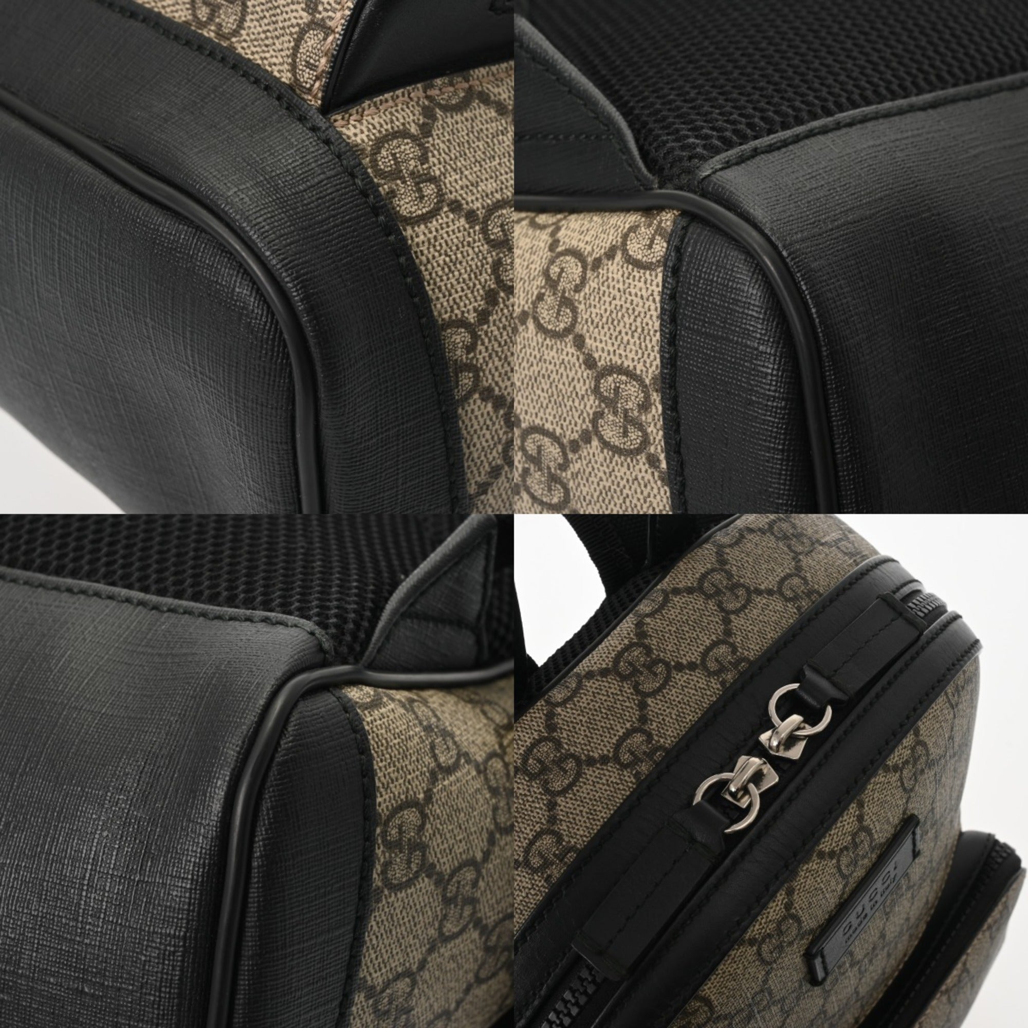 Gucci Beige Gg Supreme Canvas Leather Backpack (Pre-Owned)