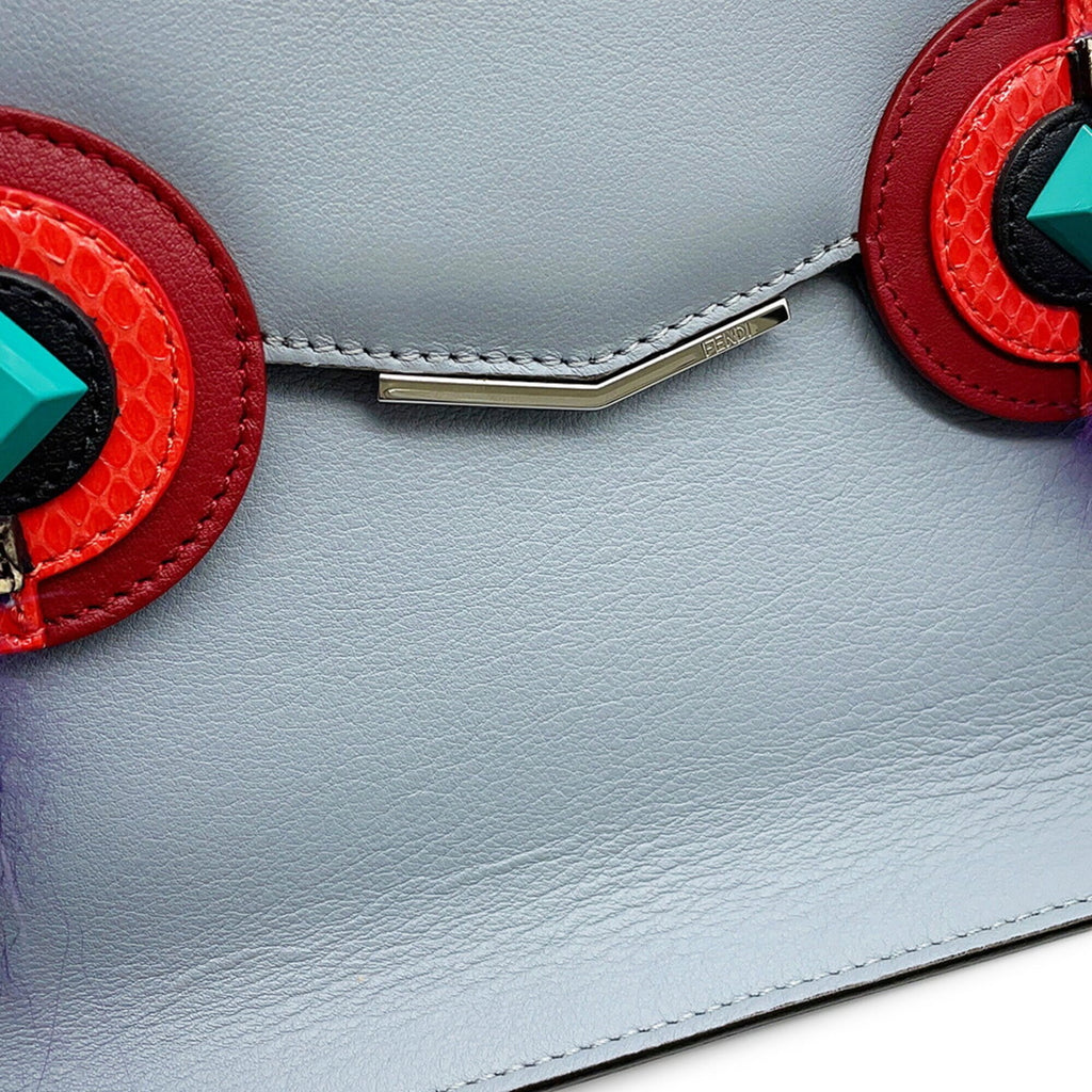 Fendi Gray Multi-Color Leather Clutch Bag Handbag Shoulder Bag (Pre-Owned)
