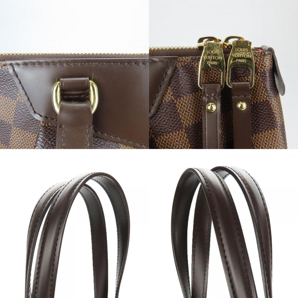 Louis Vuitton Brown Damier Canvas Leather Tote Bag (Pre-Owned)