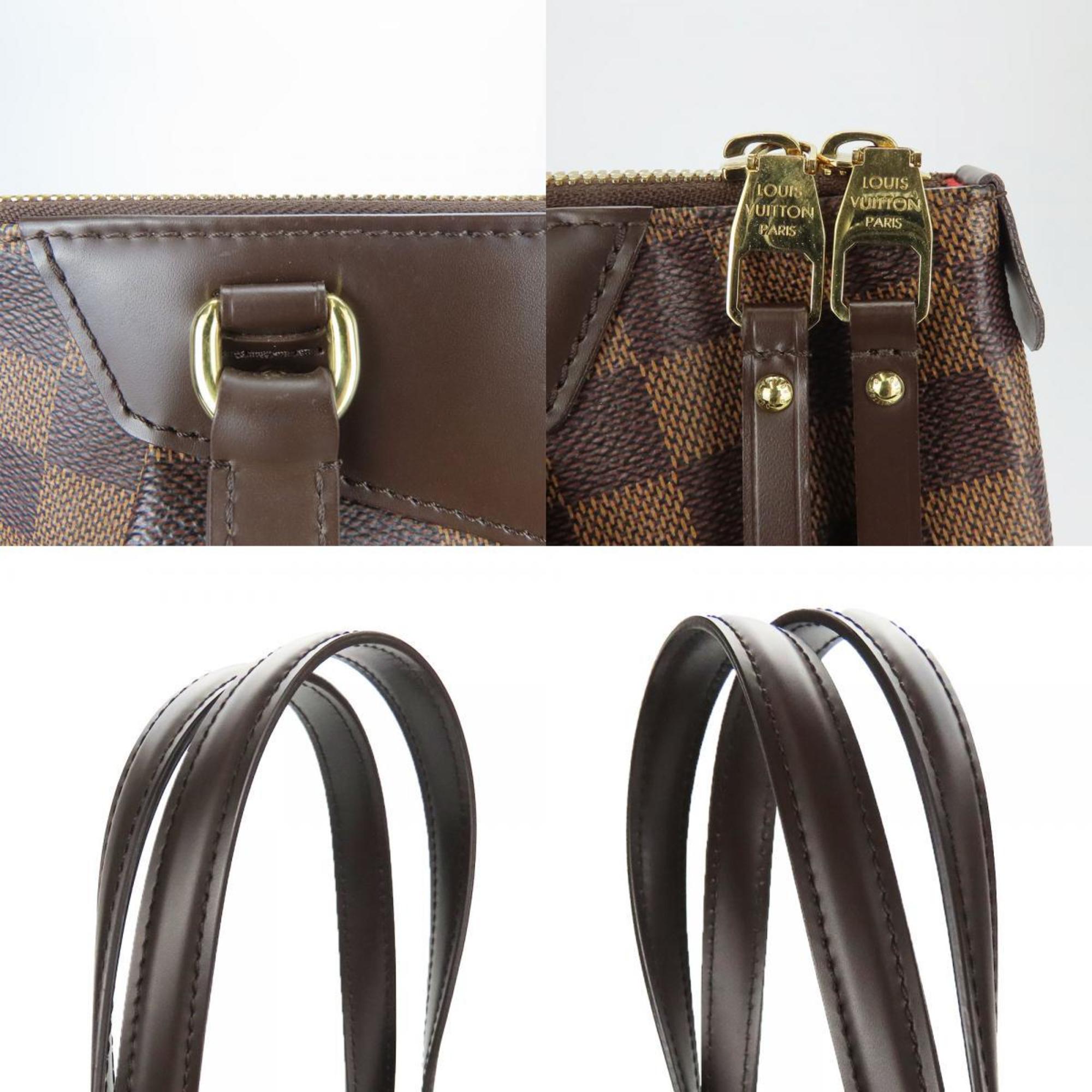 Louis Vuitton Brown Damier Canvas Leather Tote Bag (Pre-Owned)
