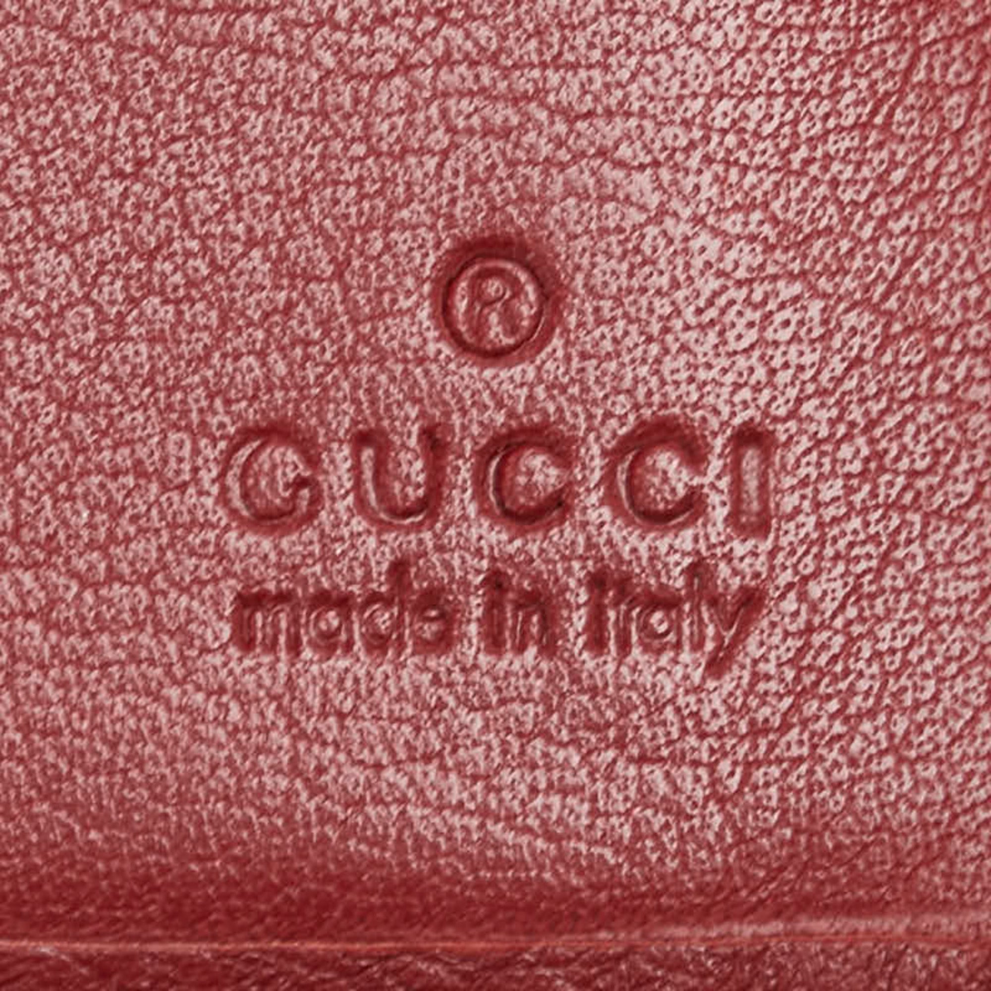 Gucci Beige Red Color Canvas Leather Long Wallet (Bi-Fold) (Pre-Owned)