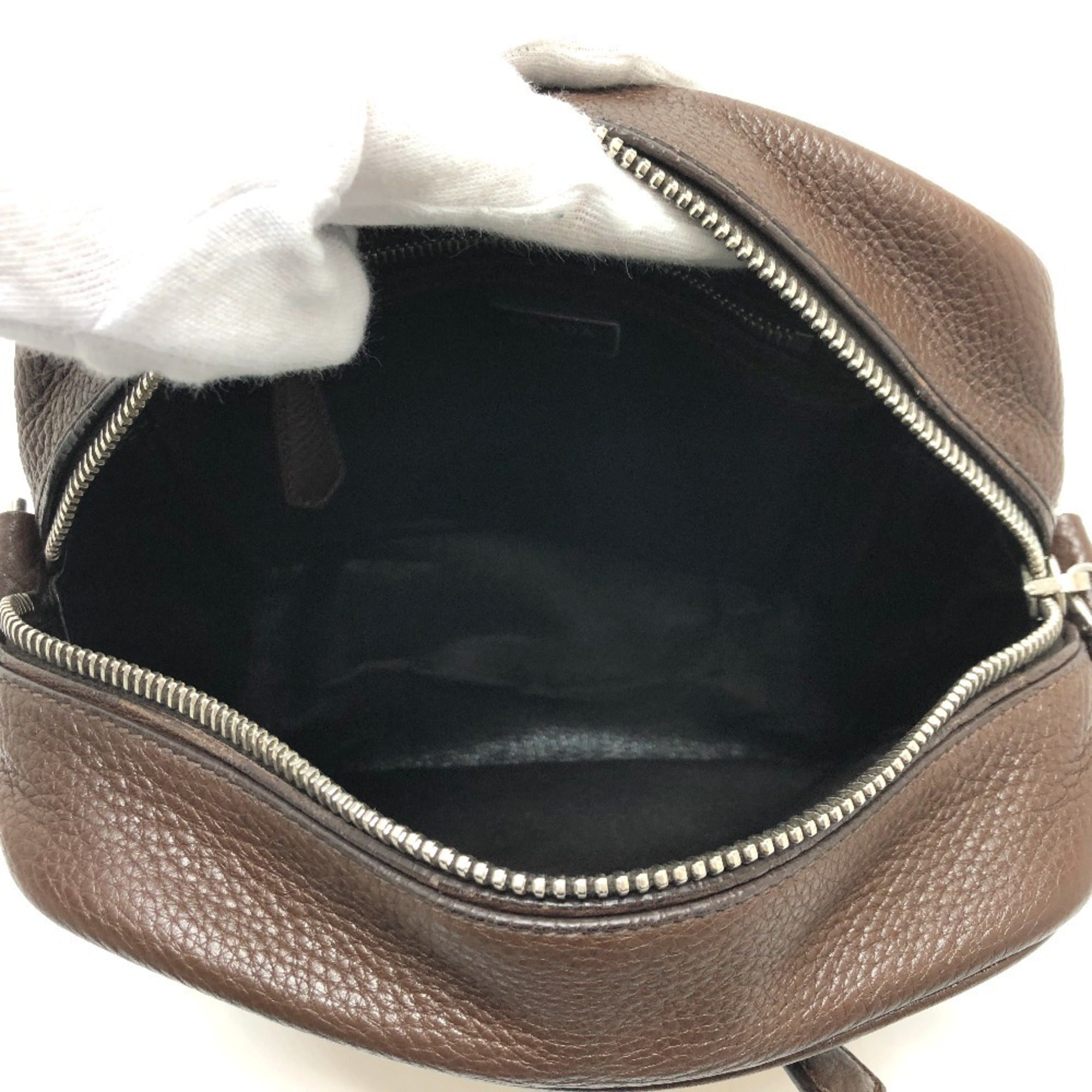 Prada Beige Brown Leather Shoulder Bag (Pre-Owned)