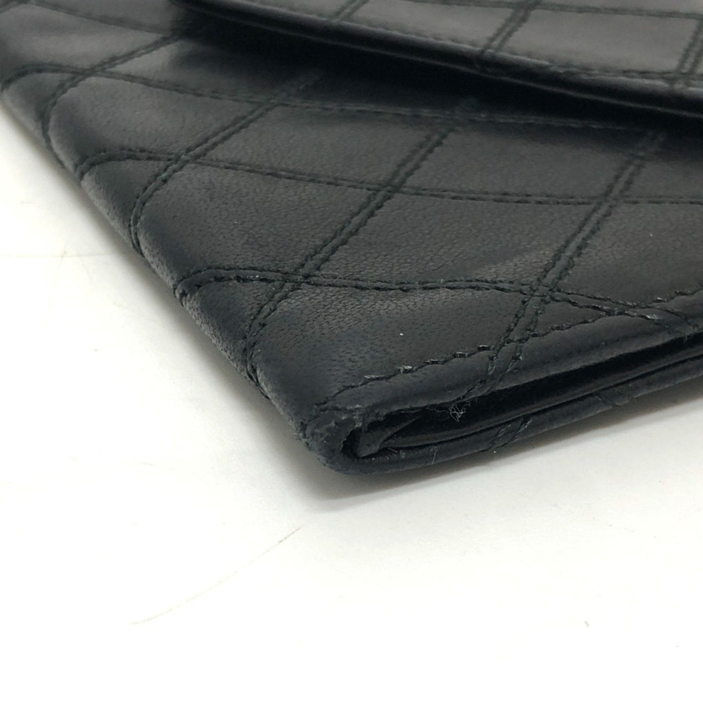 Chanel Black Leather Long Wallet (Bi-Fold) (Pre-Owned)