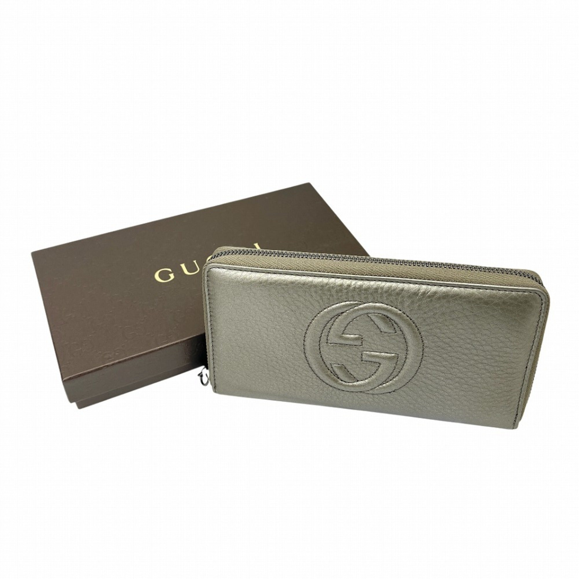 Gucci Metallic Gold Leather Long Wallet (Bi-Fold) (Pre-Owned)