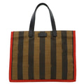 Fendi Black Khaki Brown Canvas Handbag Pouch Shoulder Bag Tote Bag (Pre-Owned)