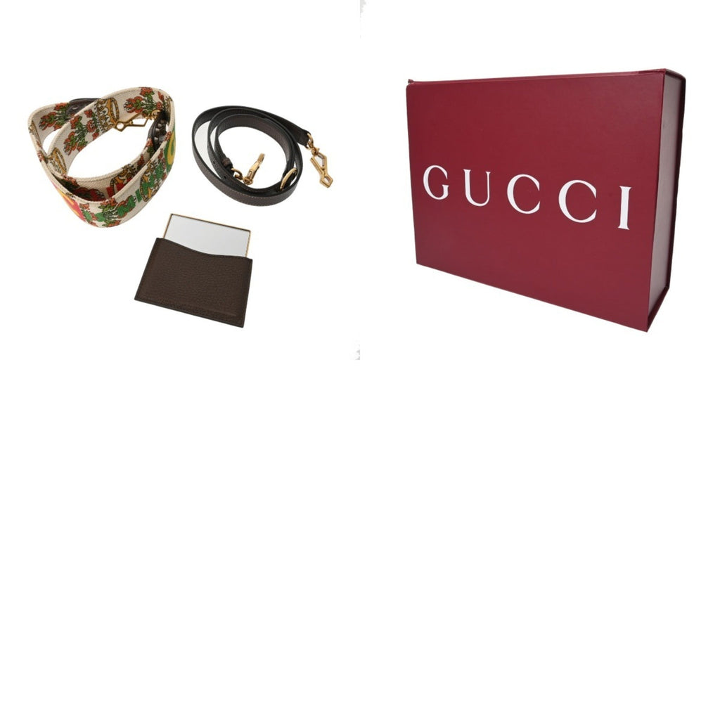 Gucci Beige Green Canvas Leather Handbag (Pre-Owned)