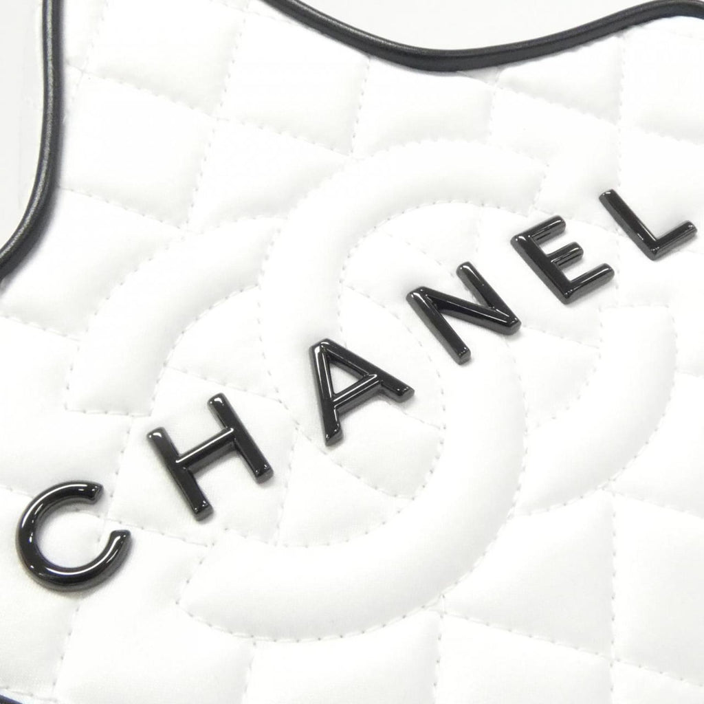 Chanel Black White Satin Shoulder Bag (Pre-Owned)