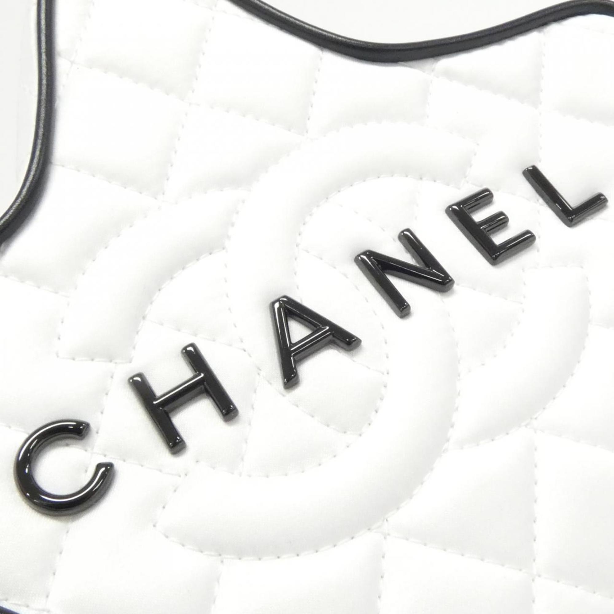 Chanel Black White Satin Shoulder Bag (Pre-Owned)