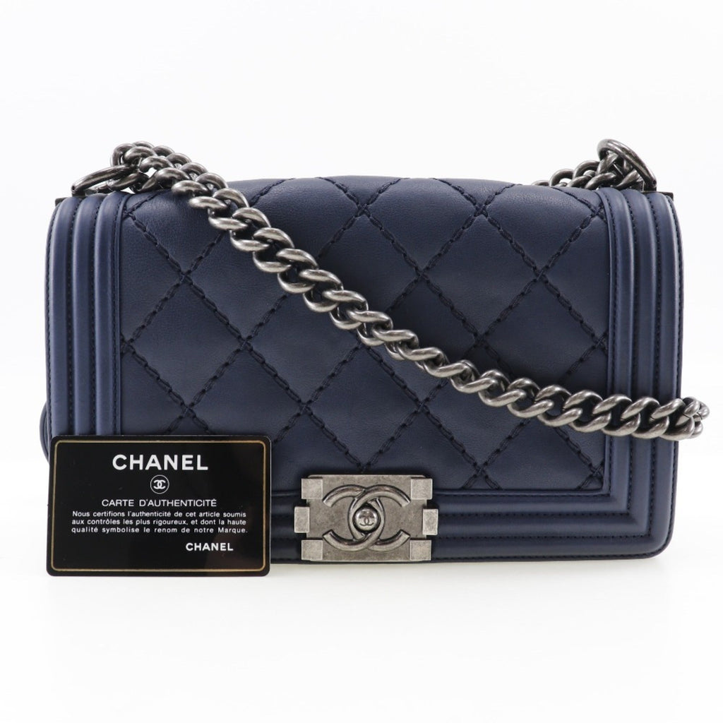 Chanel Navy Leather Shoulder Bag (Pre-Owned)