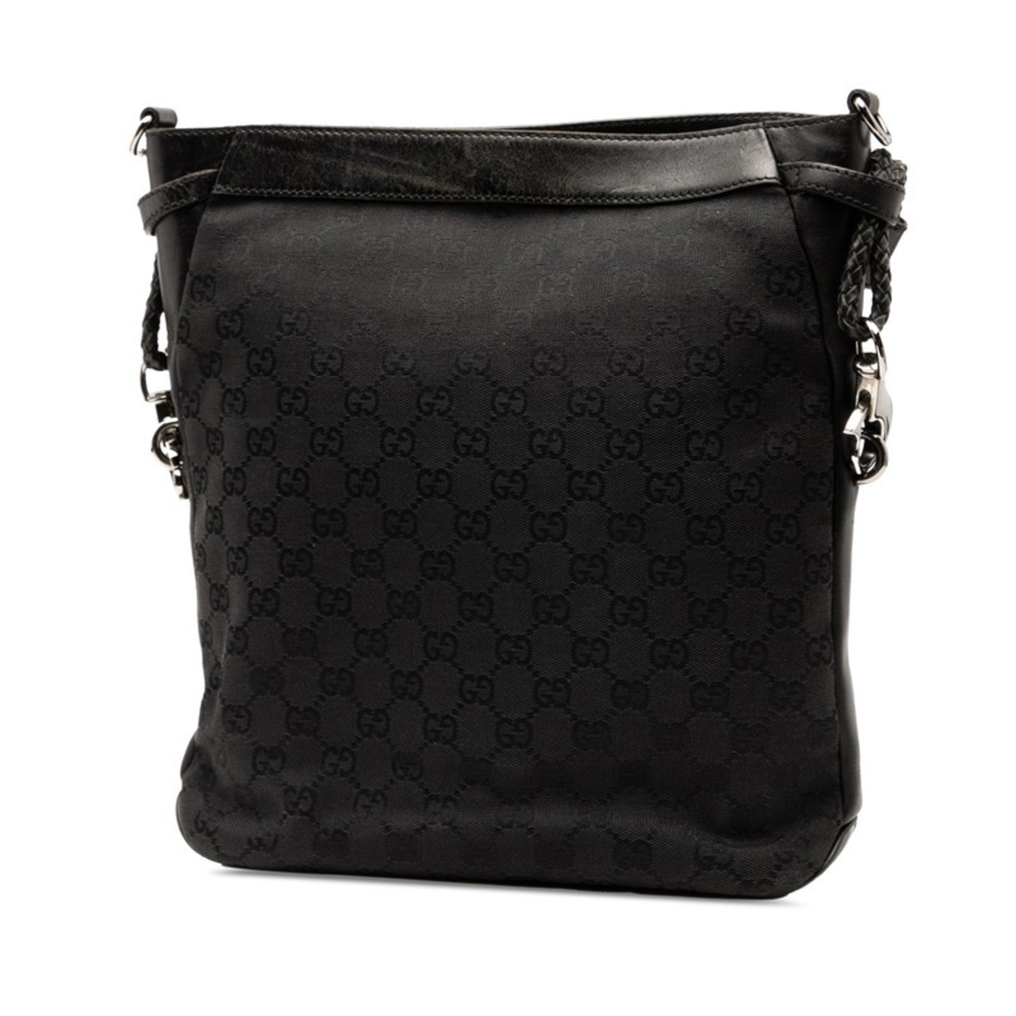 Gucci Black Canvas Leather Shoulder Bag (Pre-Owned)