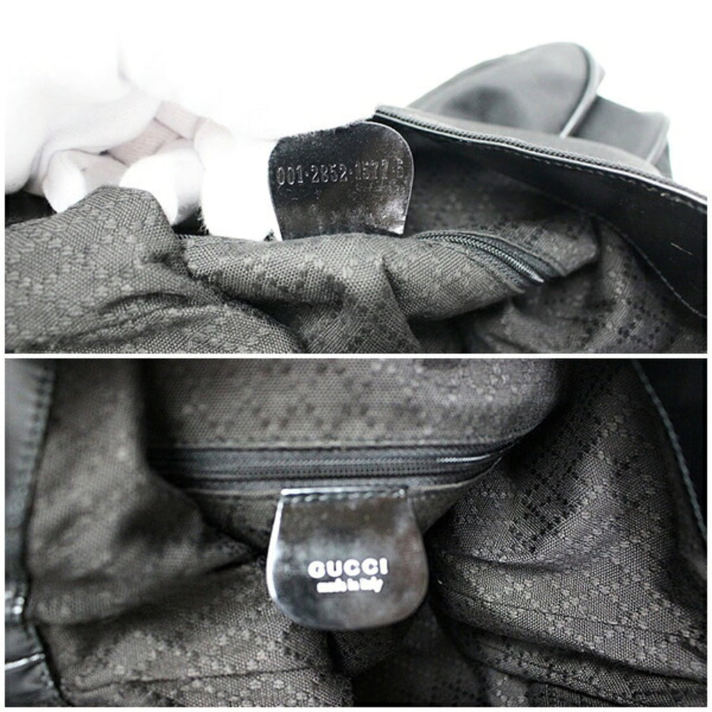 Gucci Black Dark Brown Nylon Handbag Shoulder Bag (Pre-Owned)