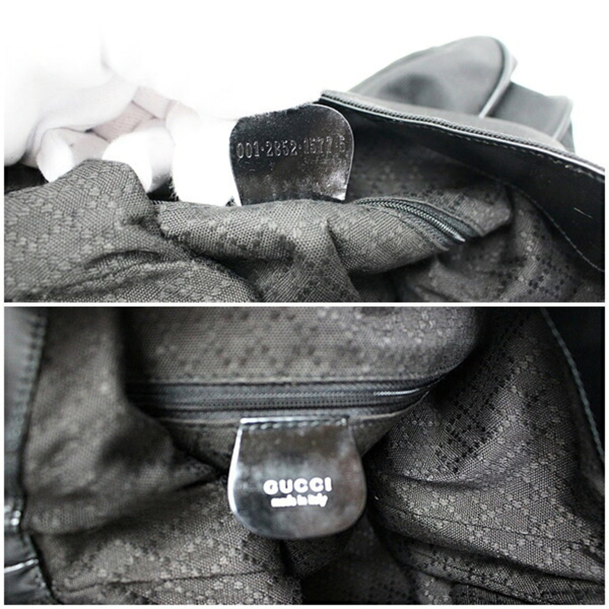 Gucci Black Dark Brown Nylon Handbag Shoulder Bag (Pre-Owned)