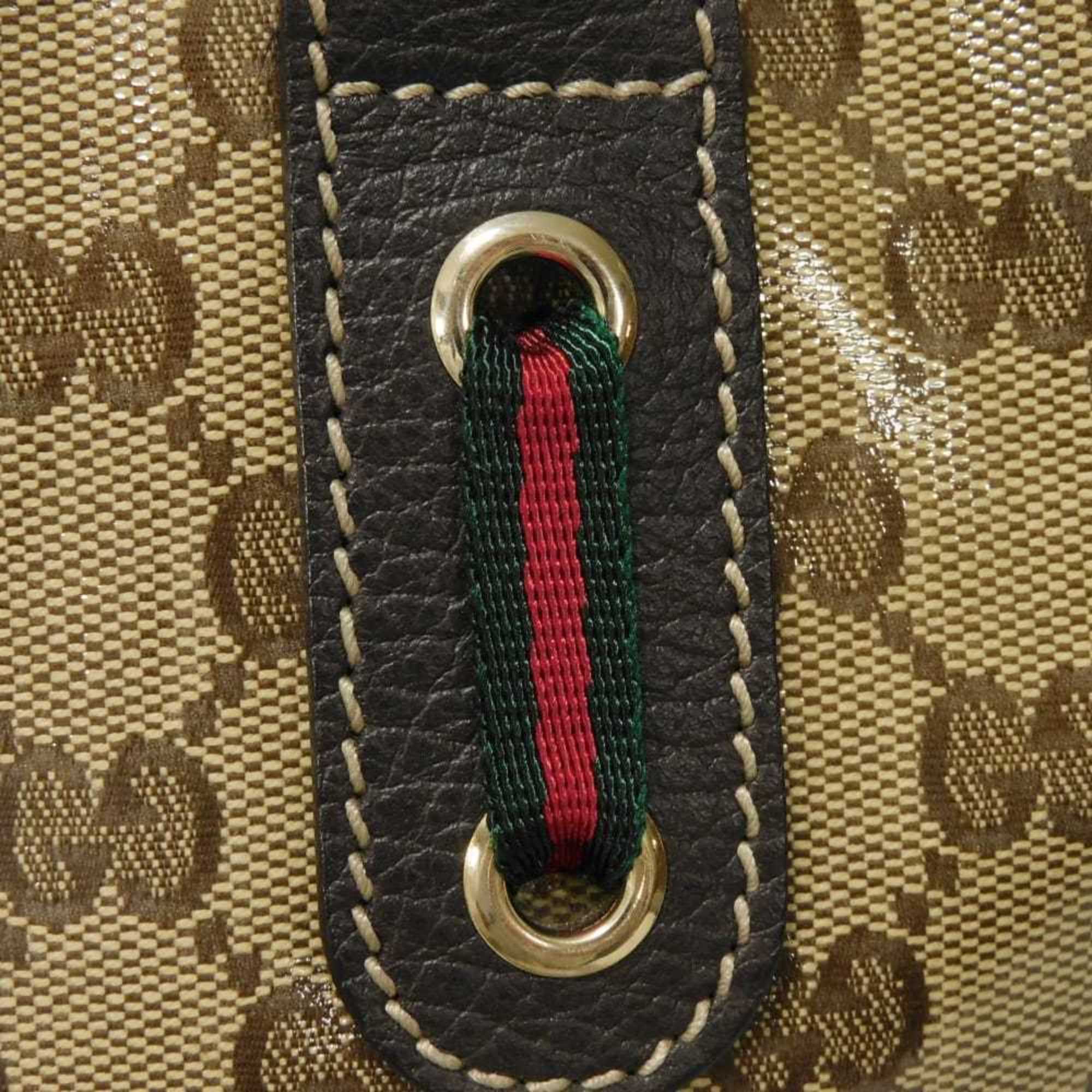 Gucci Beige Brown Gg Crystal Canvas Vinyl Coated Canvas Shoulder Bag Tote Bag (Pre-Owned)